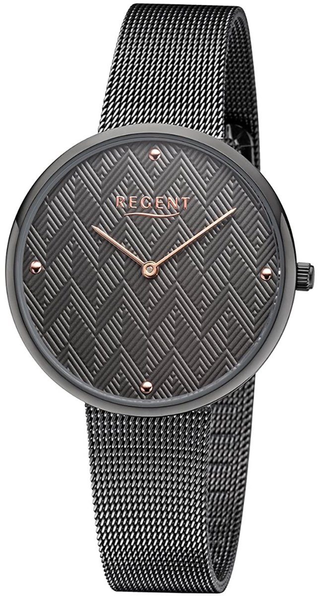 Edelstahl, Damen Regent Armbanduhr 36mm), Uhr Regent (ca. rund, mittel Damen Quarzuhr Edelstahlarmband BA-570 Quarz