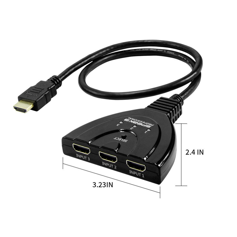 SpeaKa Professional SpeaKa Professional SP-HDSW-200 3 Port HDMI-Switch Ultra HD-fähig 7680 Netzwerk-Adapter – Bild 4 von 5