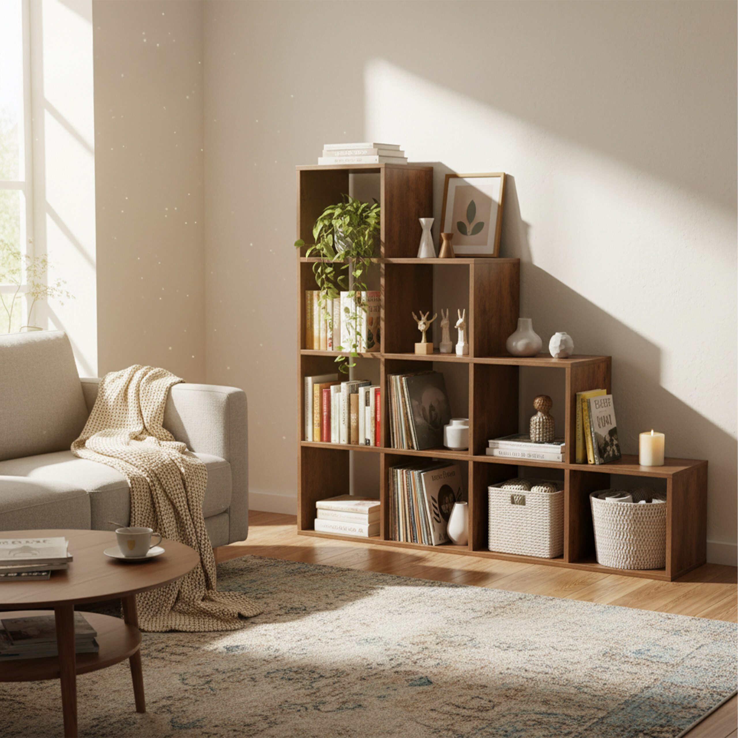 relaxdays Bücherregal Stufenregal 10 Fächer