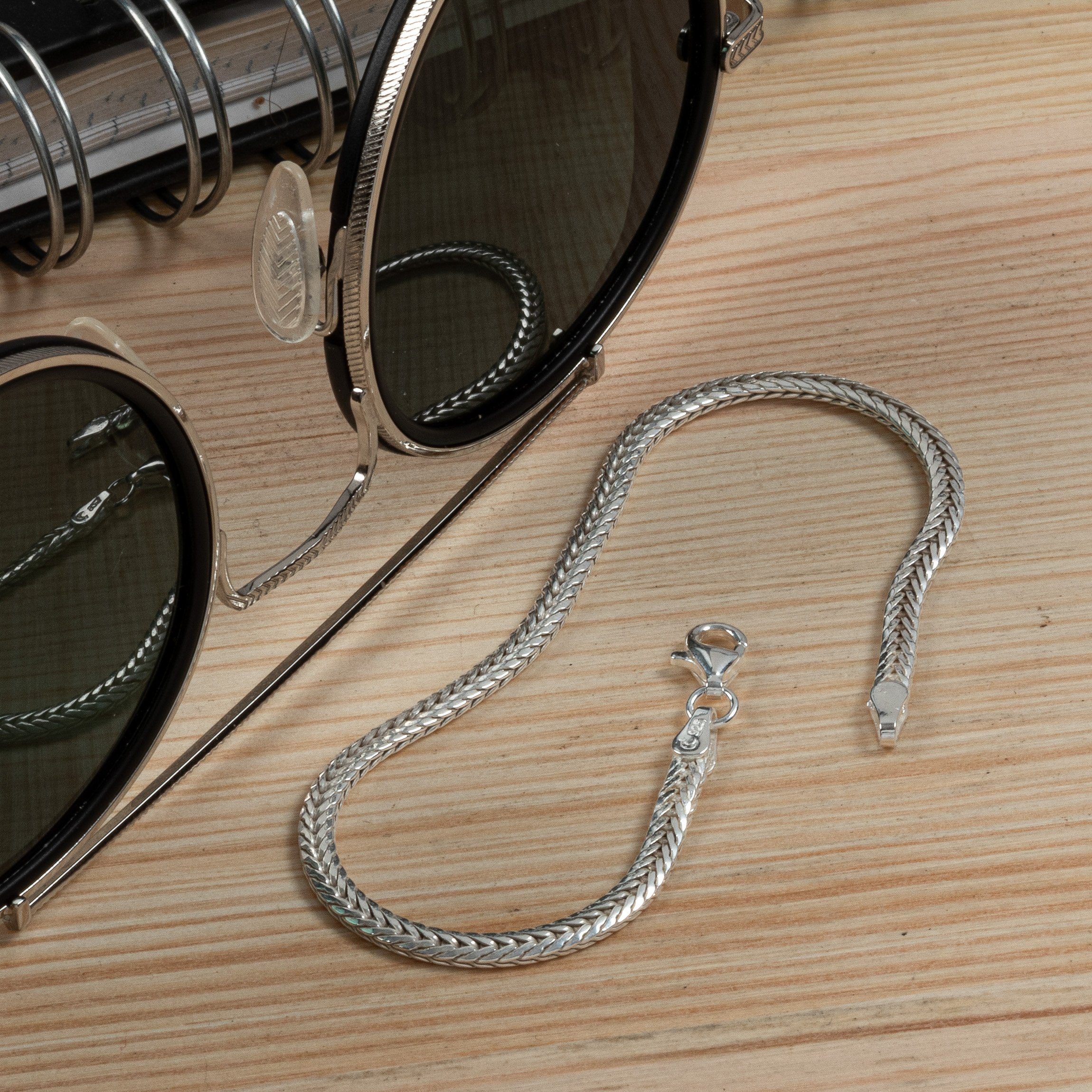 Silber Silberarmband Sterling Made Fuchsschwanzkette 925 Germany Stück), (1 in NKlaus Armband 19cm