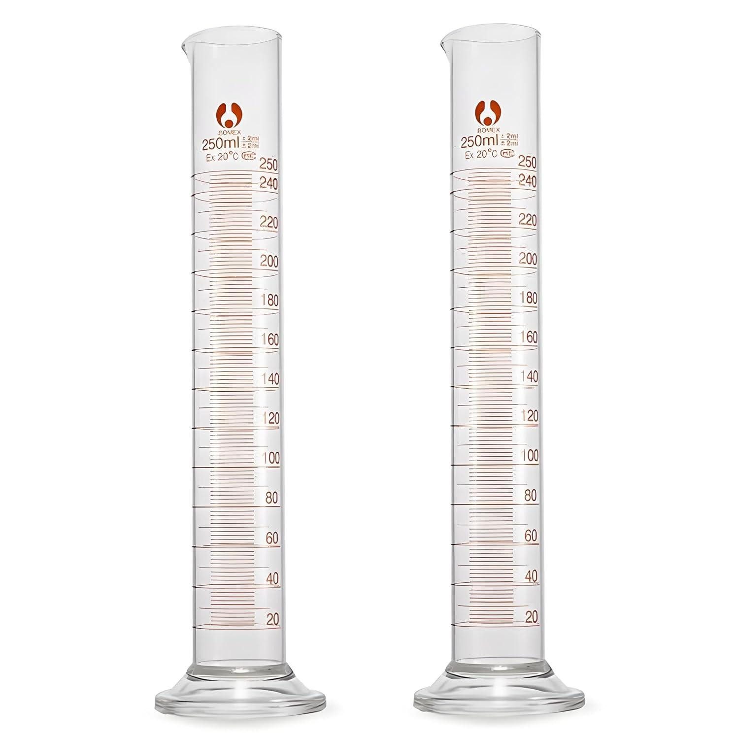 Glas Messzylinder Glas 250ml Graduiert Borosilikatglas 2 Stück