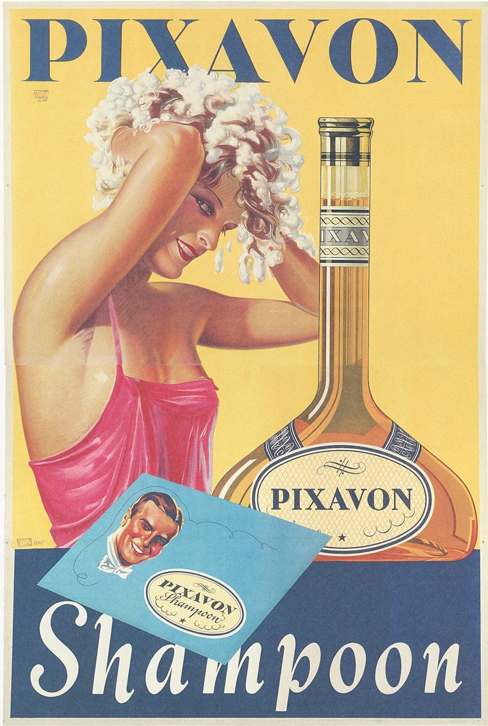 Kunstdruck PIXAVON Shampoo Haarwaschmittel Werbung Flasche Schaum  Kunstdruck Werb, (1 St)