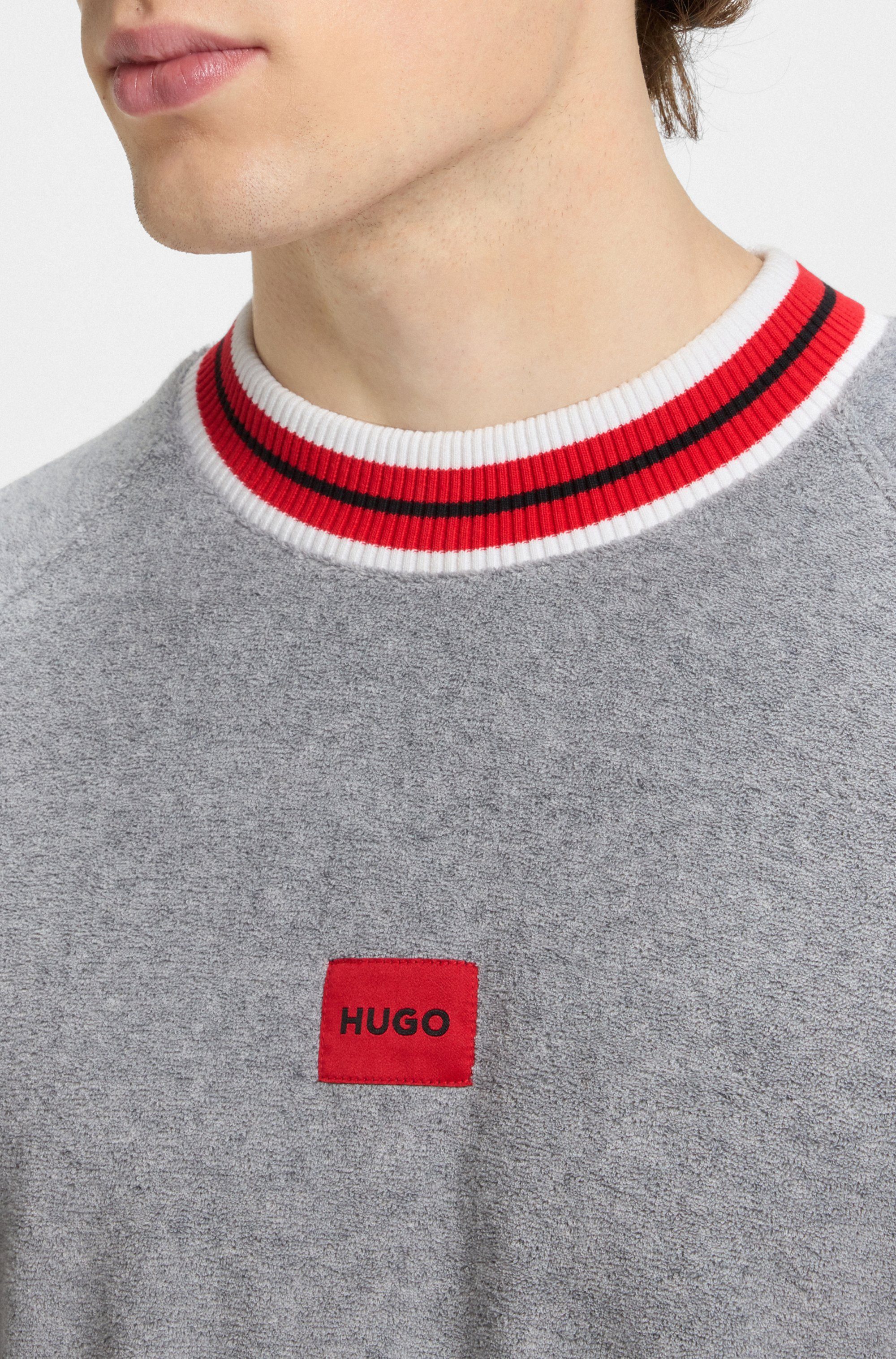 HUGO Sweatshirt JAXON kontrastfarbene Details, relaxed fit, kurze Ärmel günstig online kaufen