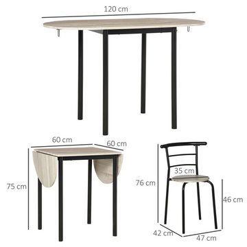 HOMCOM Sitzgruppe 3-teilige Sitzgruppe, ovaler Tisch mit zwei Stühlen 120 x 60 x 75 cm