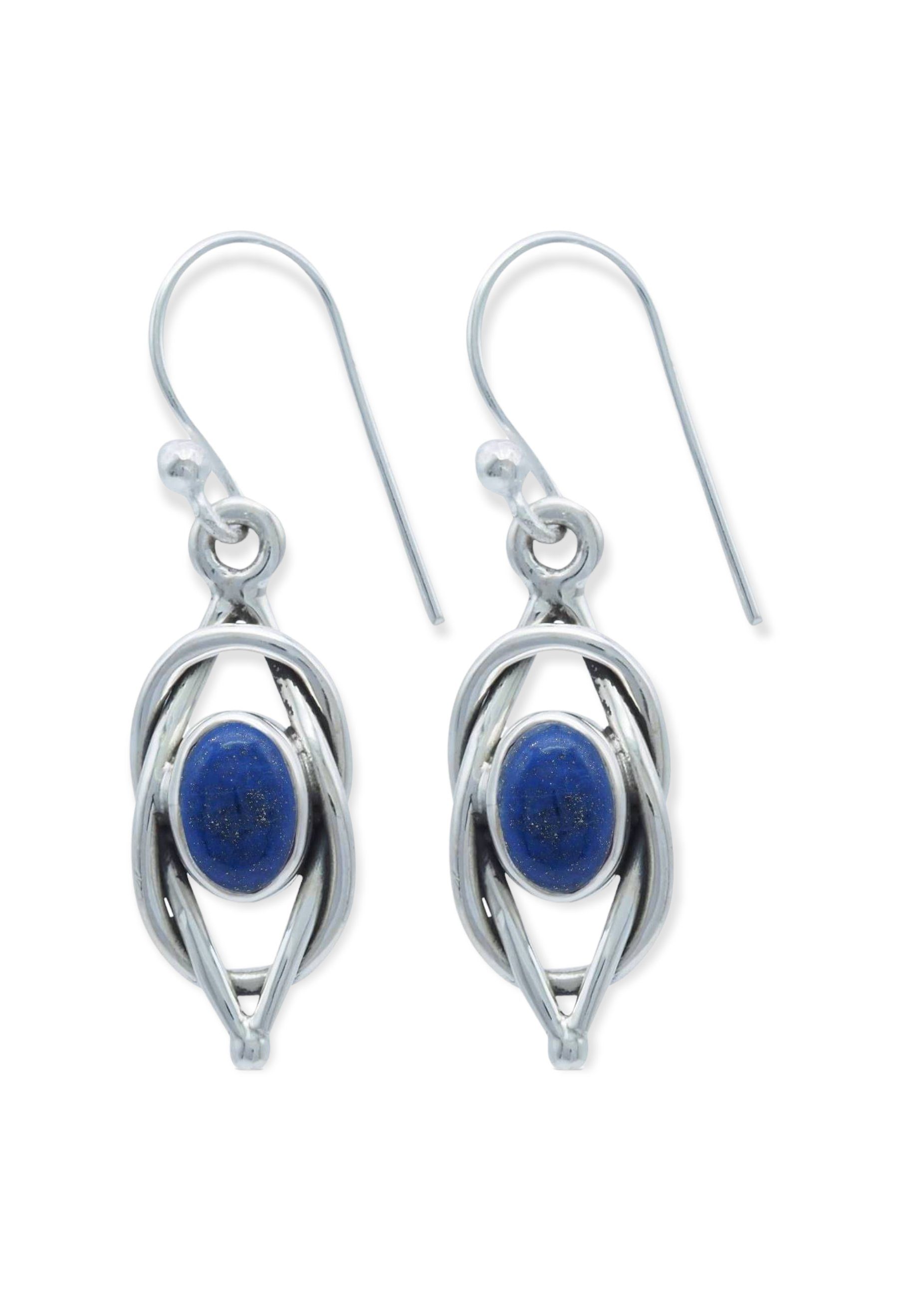 mantraroma Paar Ohrhänger 925er Silber mit Lapis Lazuli