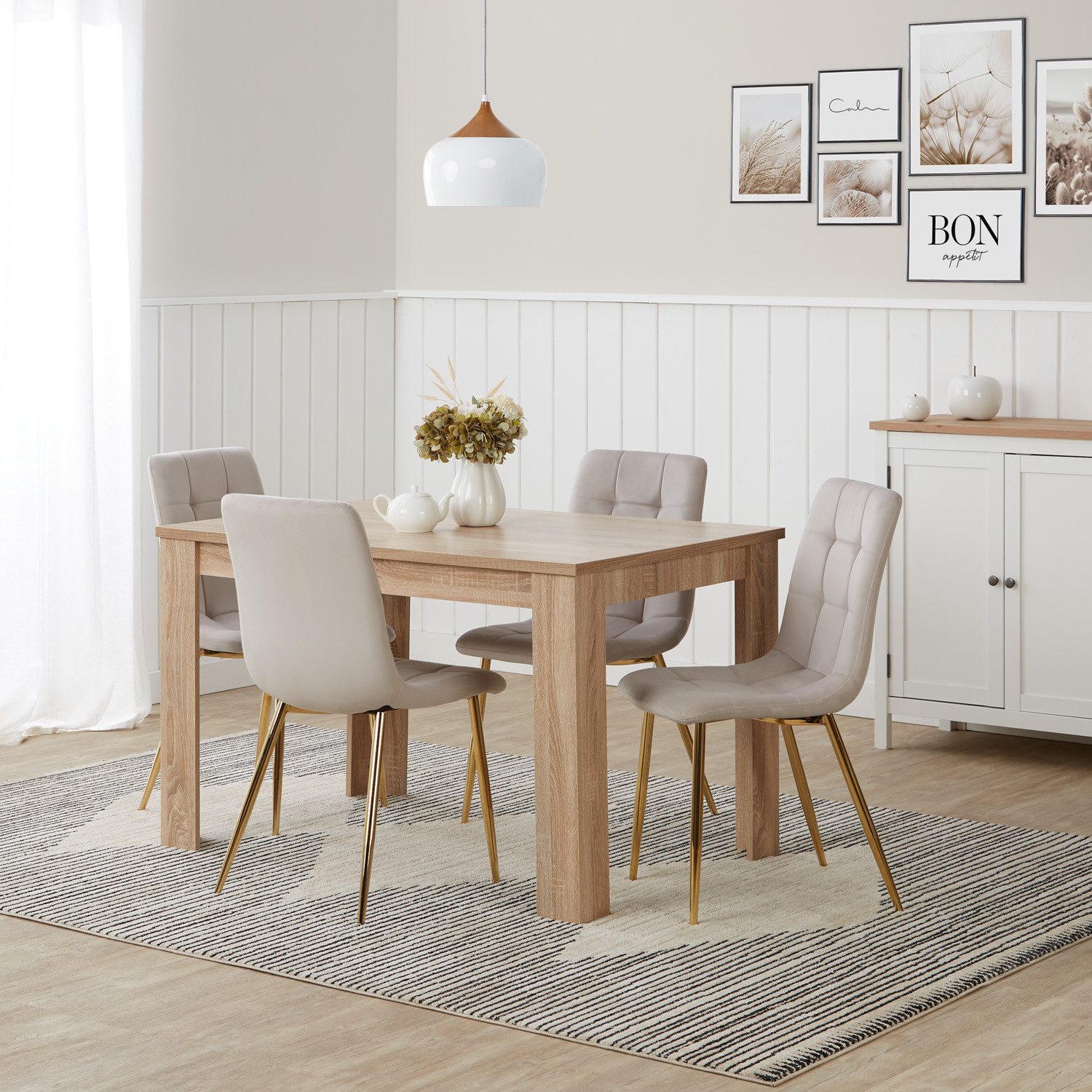 Homestyle4u Essgruppe Esstisch 80x120 bis 80x153 erweiterbar 4 Stühle Grau günstig online kaufen