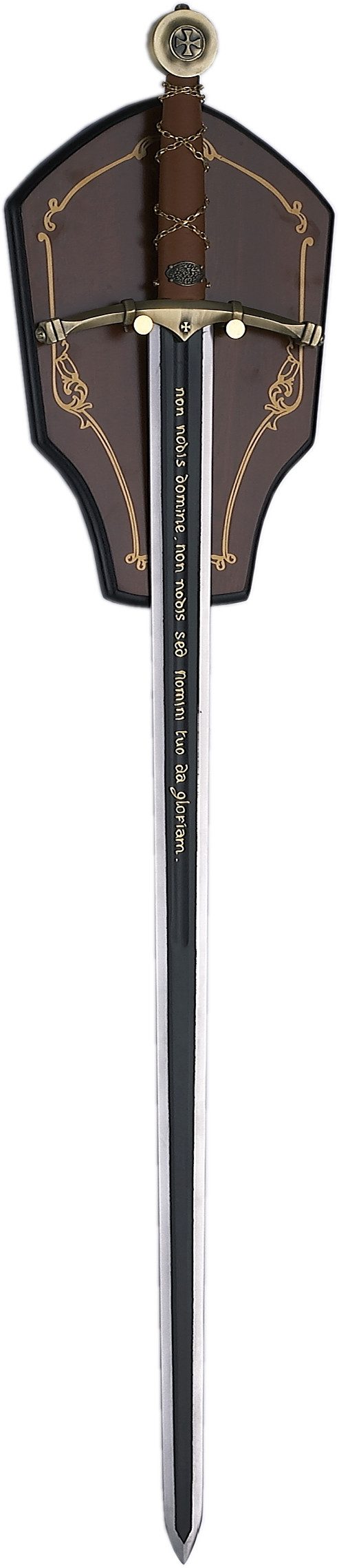 MystiCalls Spielzeug-Schwert Deko Schwert Templer mit Holzdisplay Verkleidung Ritterschwert Ritter, (2-tlg), Inklusive Holzdisplay zum an die Wand hängen