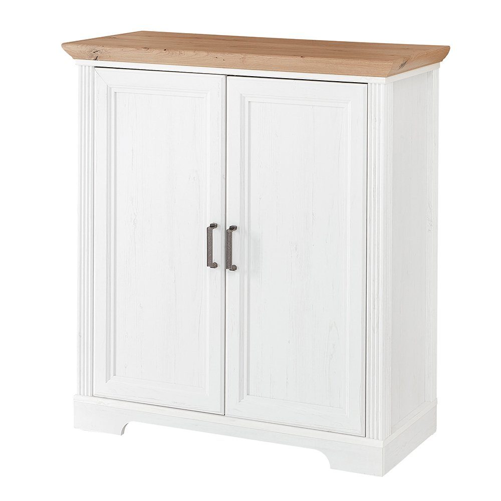 Lomadox Kommode JÜLICH-36, in Pinie weiß Nb. mit Artisan Eiche Nb. 93/102/41 cm