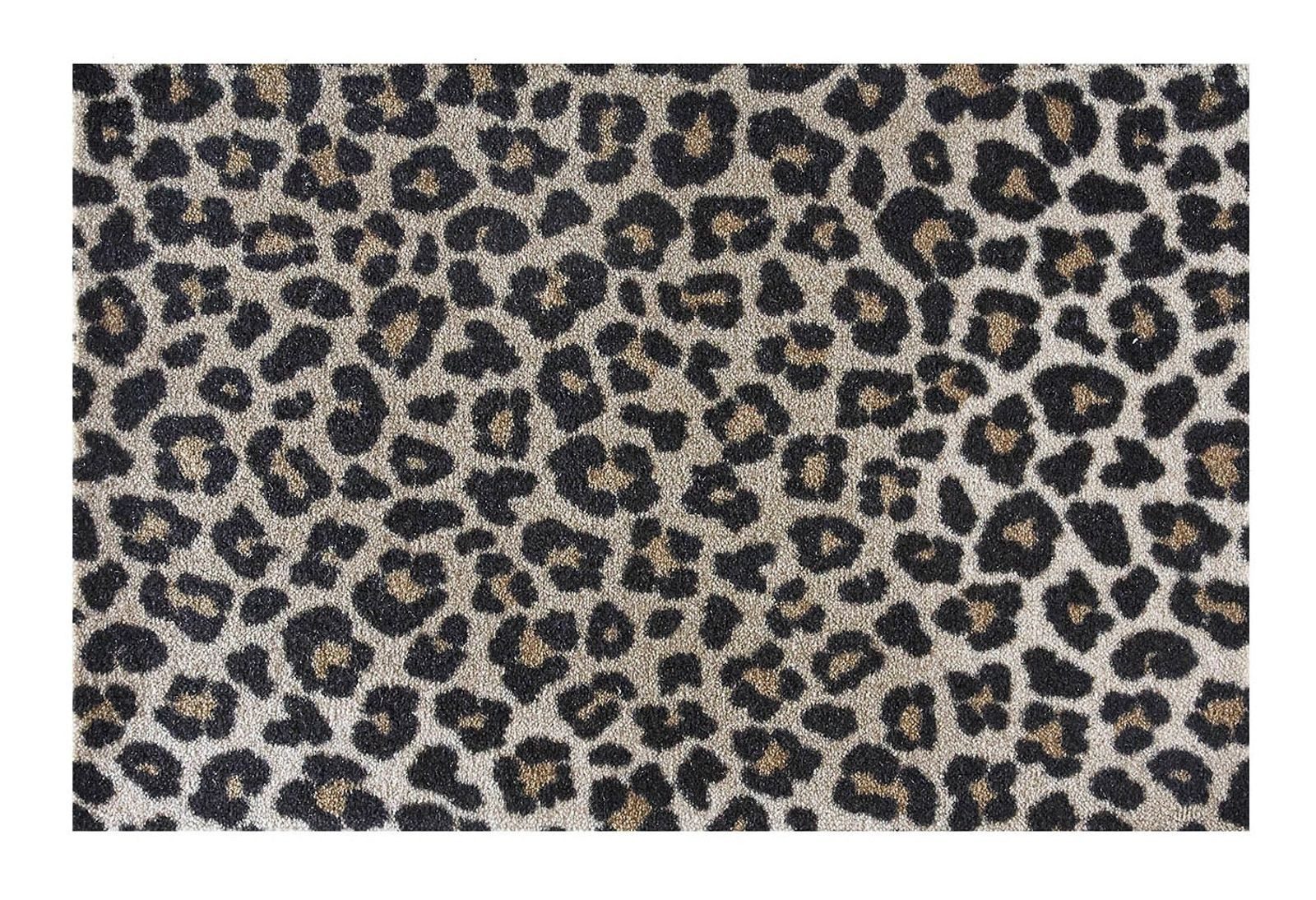 MD Entree Fußmatte Ambiance Schmutzfangmatte Eingangsmatte Innenbereich, rechteckig, Höhe: 8 mm, bei 30° waschbar, anti-rutsch, 50 x 75 cm, Safari Leo, beige