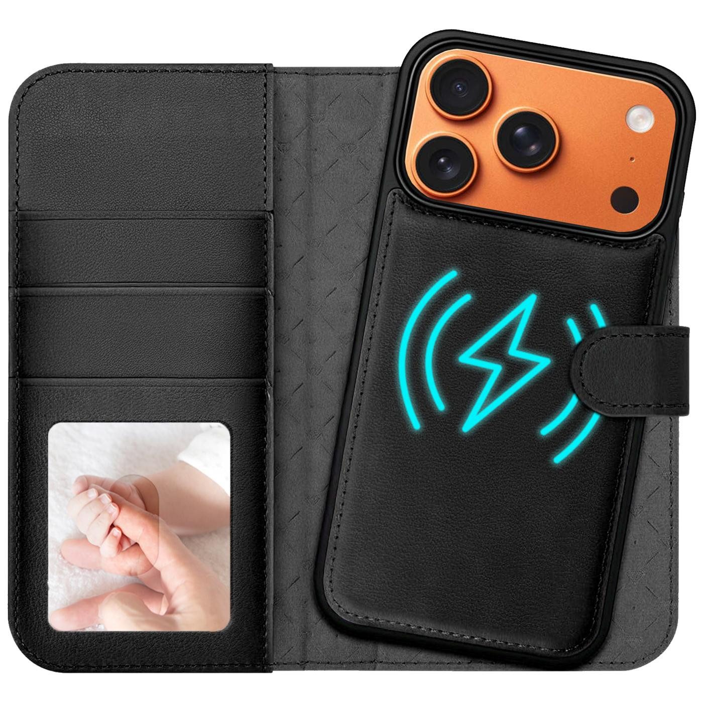 CoolGadget Handyhülle Magnet Book Case für Apple iPhone 17 Pro Hülle + Klapphülle 6,3 Zoll, 2in1 abnehmbare magnetische RFID Schutzhülle Kartenfach Fotofenster