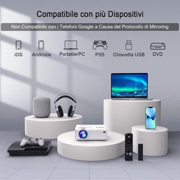 VOPLLS Elektrische Keystone 6D/4P 5G WiFi Bluetooth 4K Heimkino ±50° Zoom Portabler Projektor (17000 lm, 1920*1080 px, Kompatibel mit TV-Box/PS5/iOS/Android-Telefon)