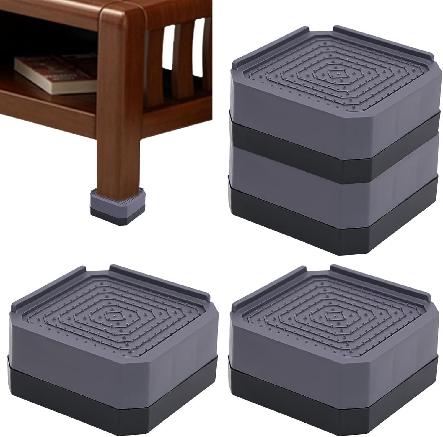 FELIXLEO Möbelfuß 4er Möbelerhöhungen 4cm Tischerhöhung rutschfest für Sofa und Stuhl