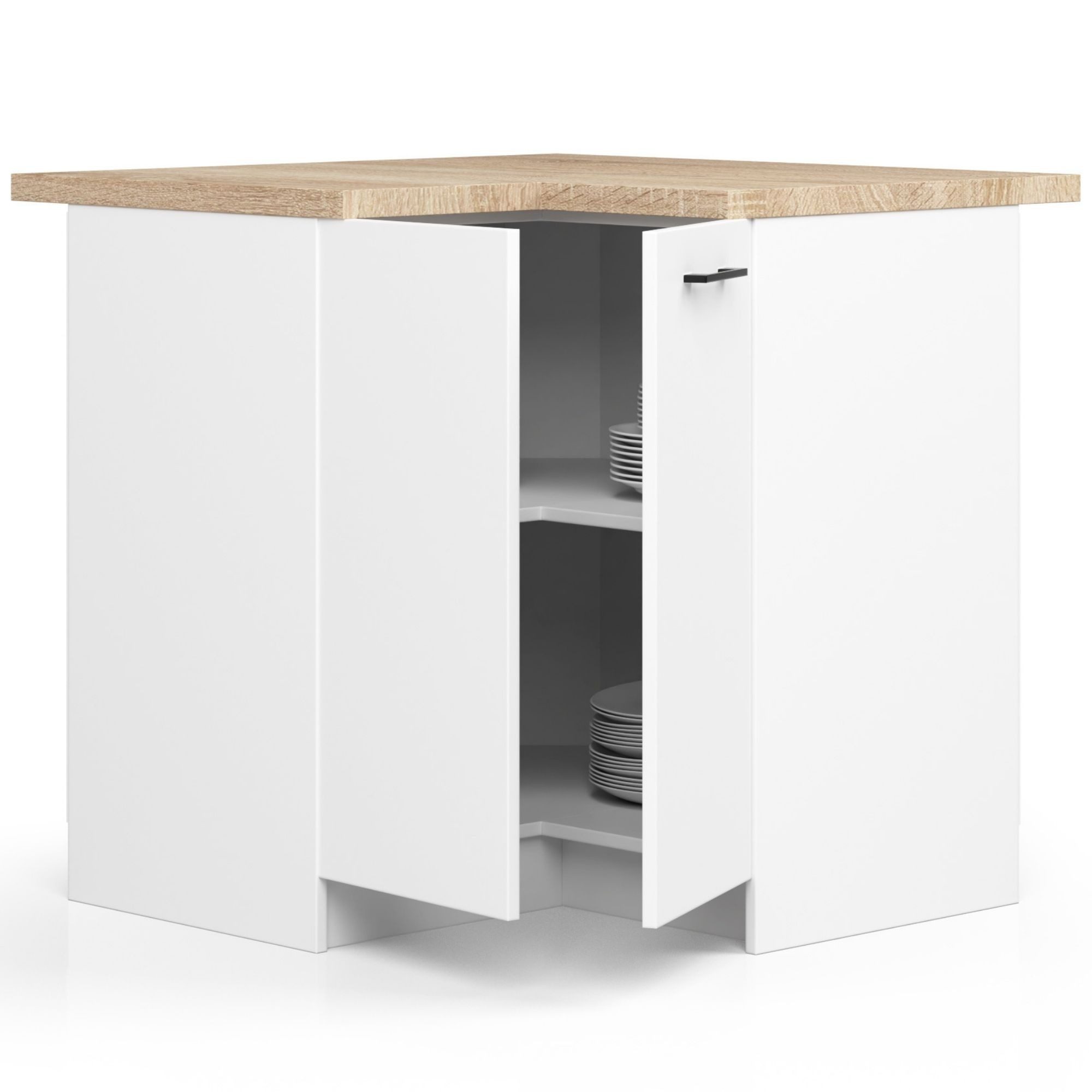 Raumhirsch Furniture Unterschrank Moderner Küchenunterschrank - Platzsparender Eckschrank - Küchenmodul (viele Farbvarianten - Maße 90 - 85 - 46 cm) 2 Türen, moderne Gestaltung, praktischer Stauraum
