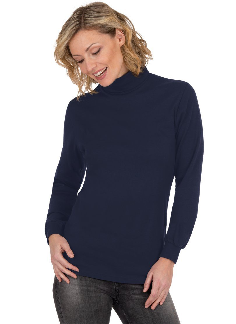 Trigema Rollkragenshirt TRIGEMA Langarm Ski- navy und Sport-Rollkragenpullover