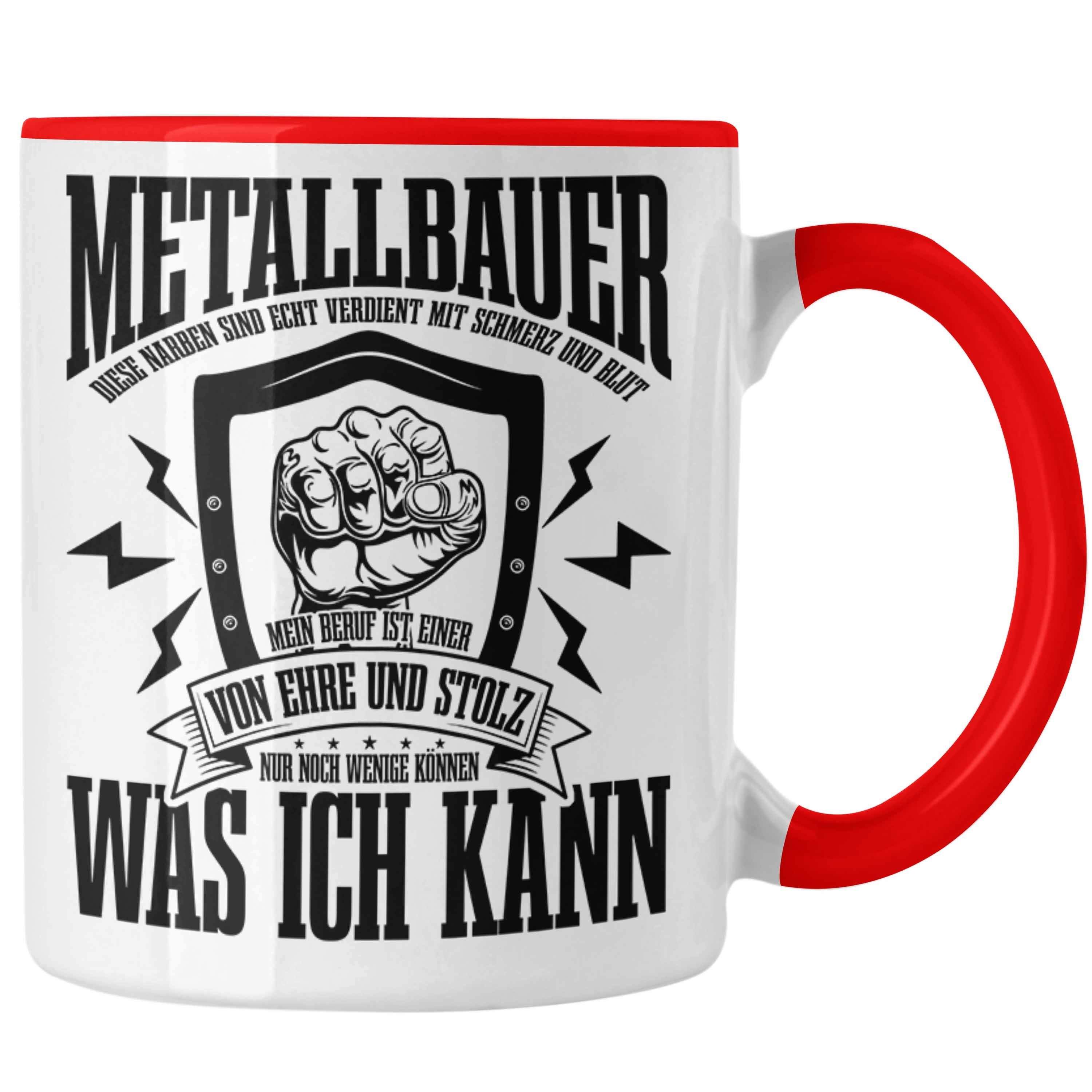 Trendation Tasse Schweißen Tasse Geschenk Schmied Schweißer Geschenkidee Spruch Metallb Rot