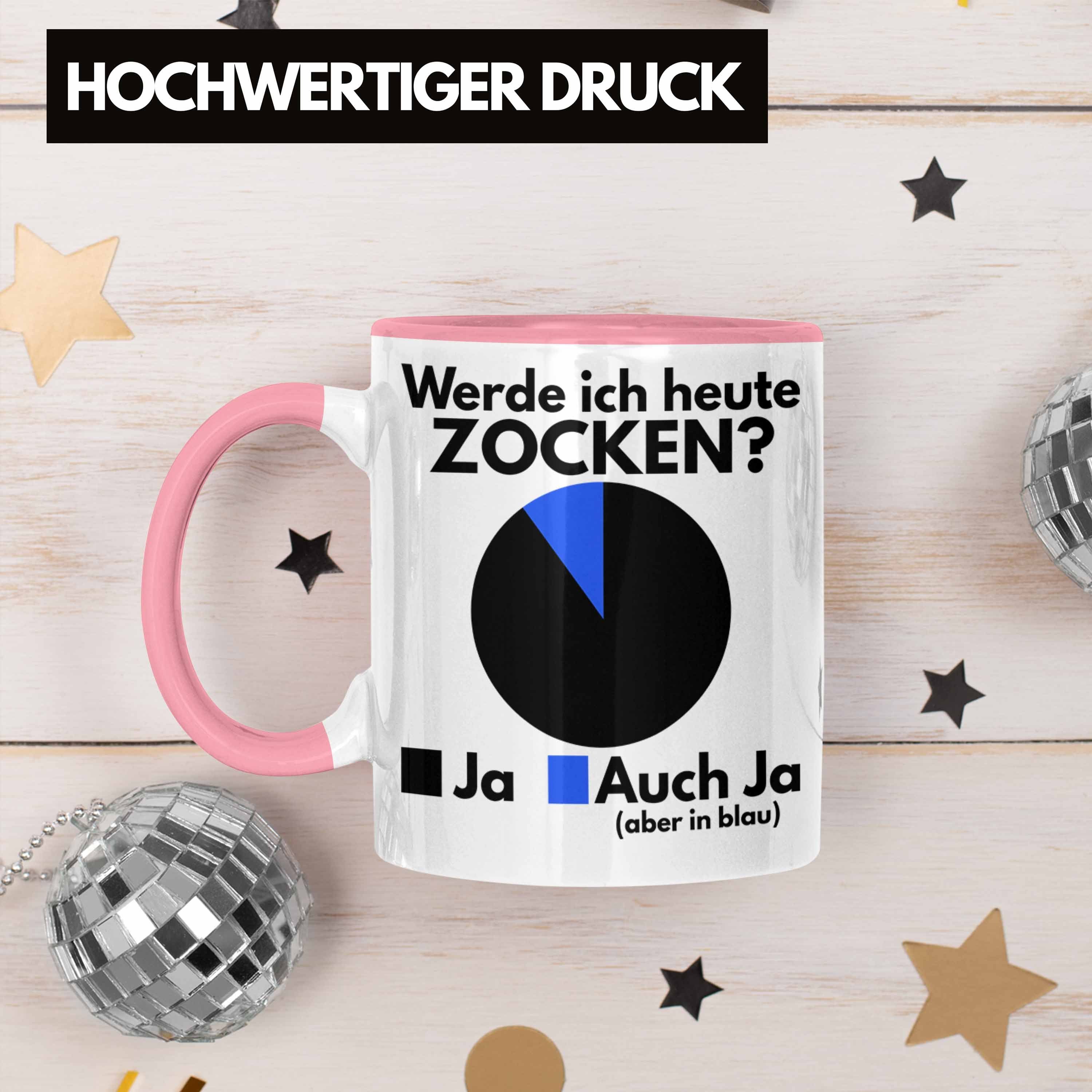 Trendation Tasse Trendation - Lustige Ich Tasse Geschenk Zocker Werde Heute Zocken Gamer Rosa