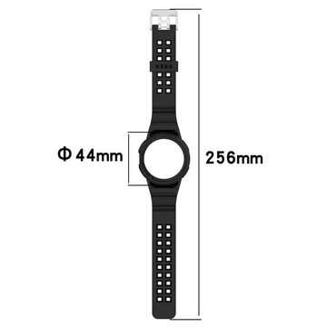 Wigento Smartwatch-Armband Für Google Pixel Watch 1 + 2 Silikon Armband mit Gehäuse Schwarz