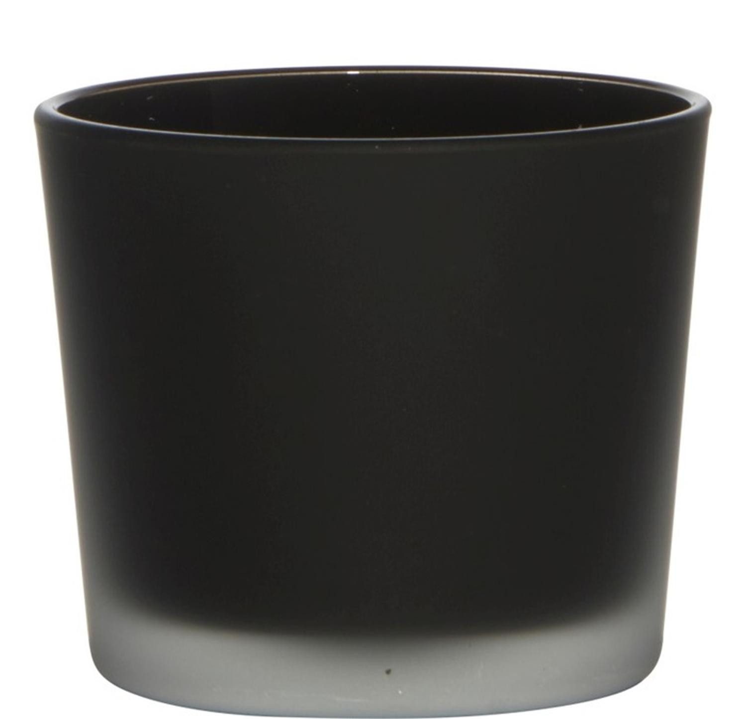 INNA-Glas Kerzenhalter Maxi Teelichtglas Alena Frost, schwarz matt, 9cm, Ø10cm