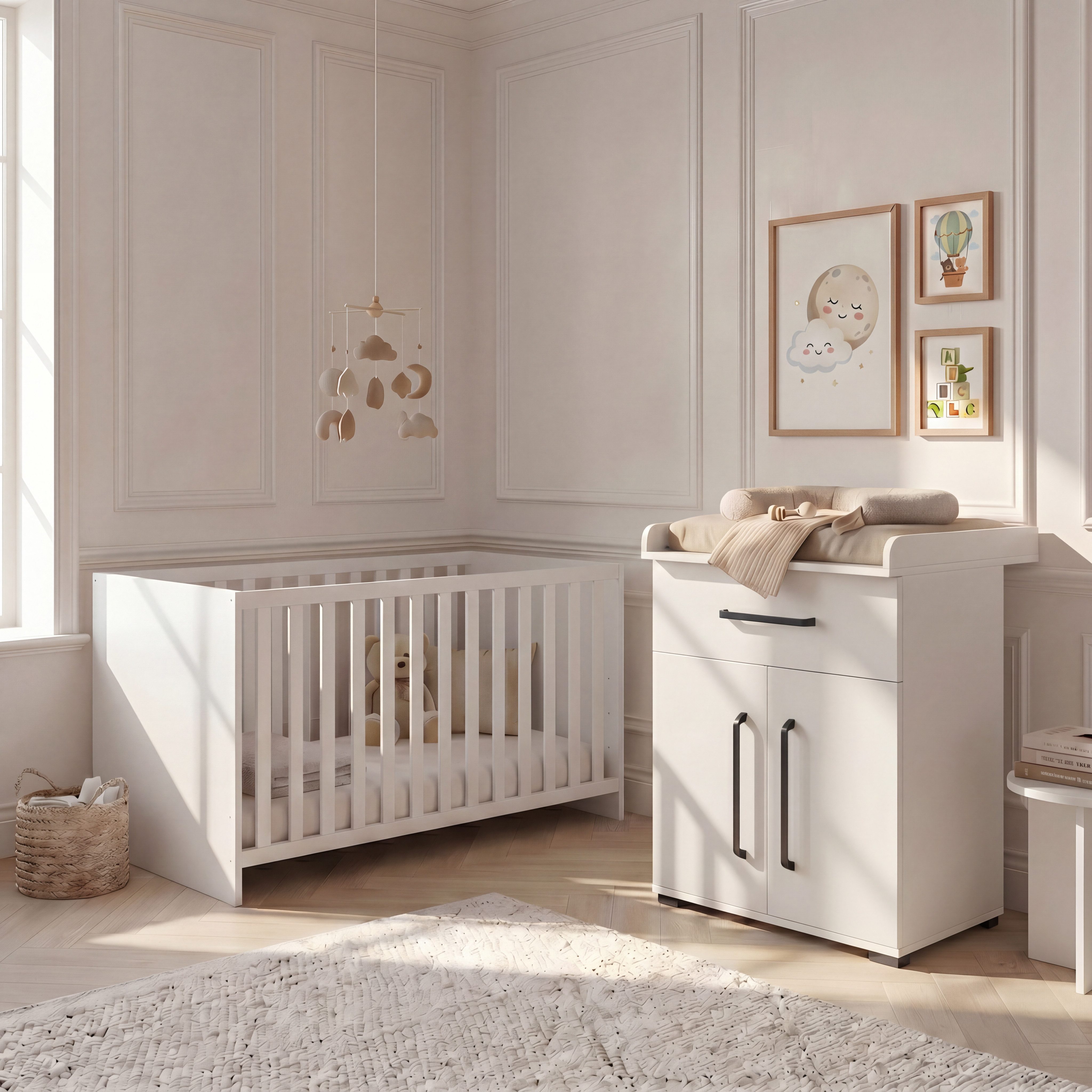 arthur berndt Babybett Essentials, Made in Germany; mit Schlupfsprossen;Mitwachsend; 4x höhenverstellbar