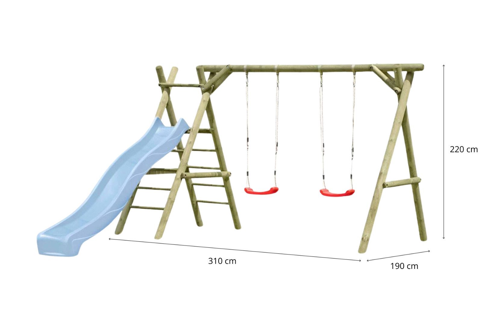 Gartenpirat Schaukelgestell Schaukelgerüst Classic Modell 4.2 aus Holz mit Rutsche, Doppelschaukel