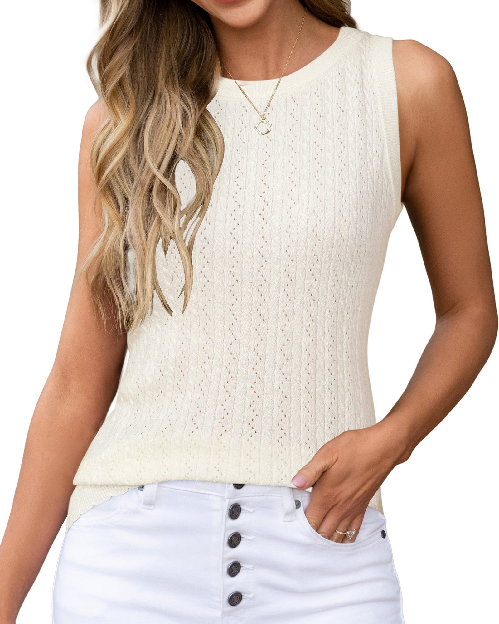 Tanktop Damen Pullunder Tanktop, Ärmelloses Stricktop aus leichter Wolle