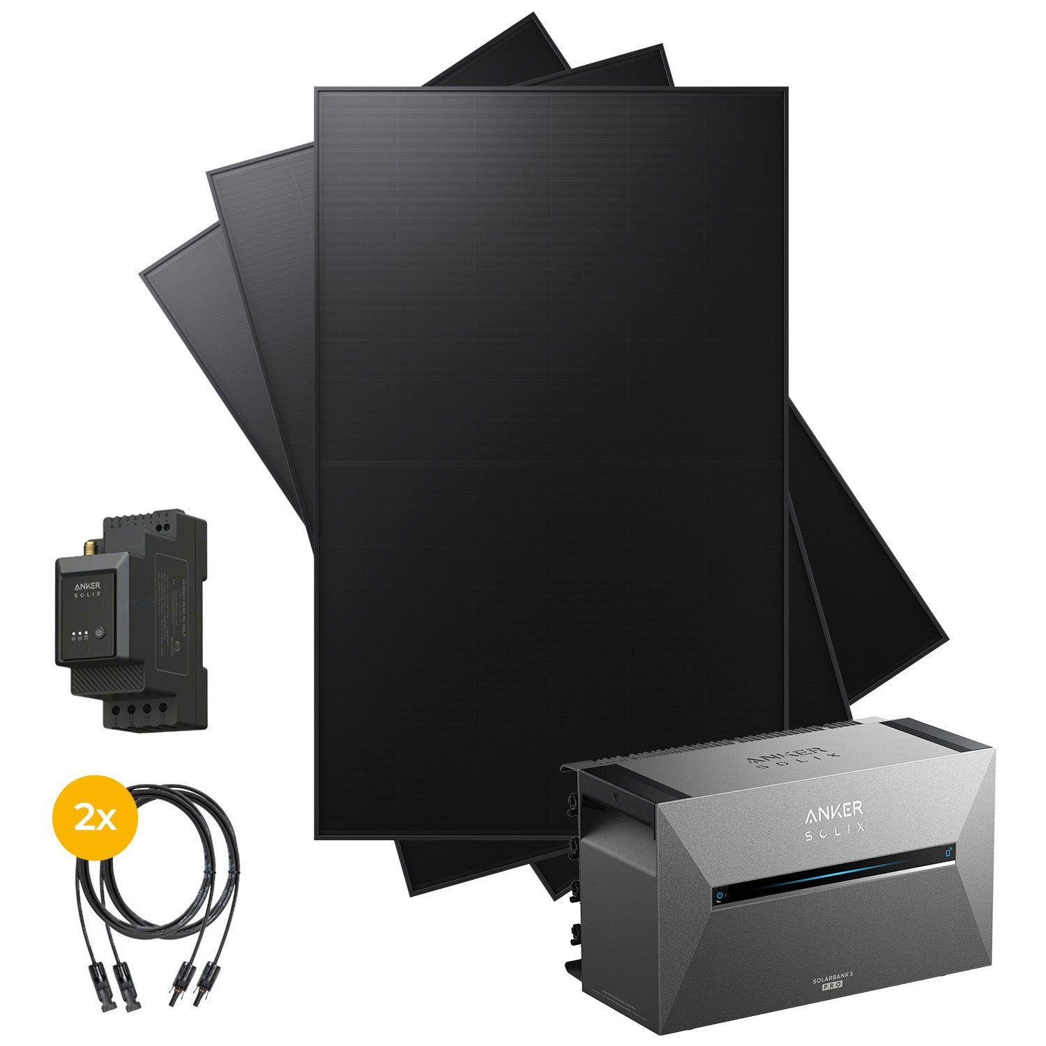 Kleines Kraftwerk Balkonkraftwerk, 1440 W, Monokristallin, (ohne Halterung), 3 x 480W, Anker Solarbank 3 Pro