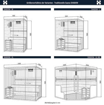 HOME DELUXE Sauna Traditionelle Sauna SHADOW - XL BIG, BxTxH: 200 x 200 x 190 cm, für bis zu 6 Personen, inkl. 8 kW Saunaofen, hochwertige Fichte