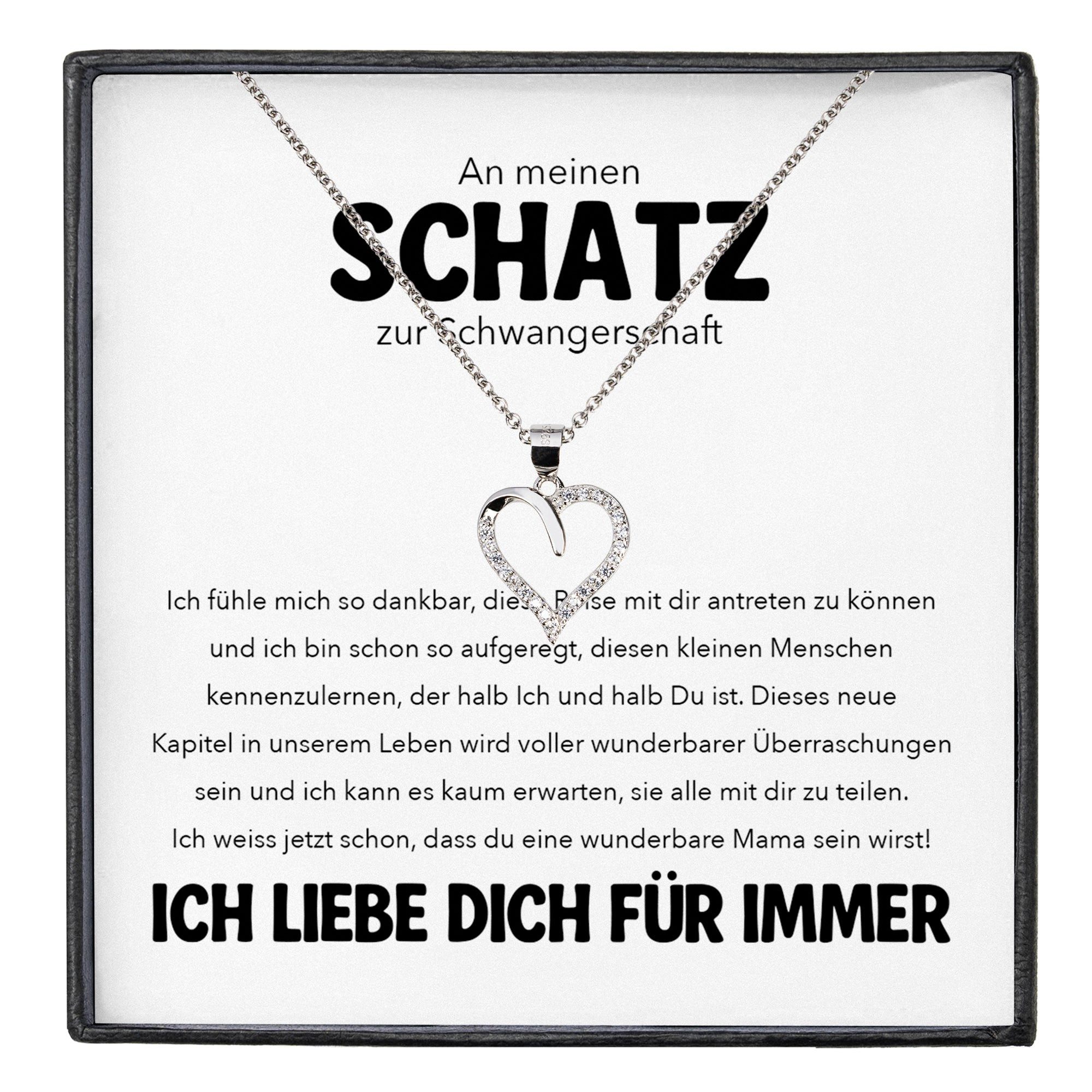 22Feels Schmuckset Ehefrau Ich Liebe Dich Geschenk Frauen Herz Kette Damen Hochzeitstag (inkl. Geschenktasche, Karte, Poliertuch, Beutel), Silber 925/000, Karte Made In Germany