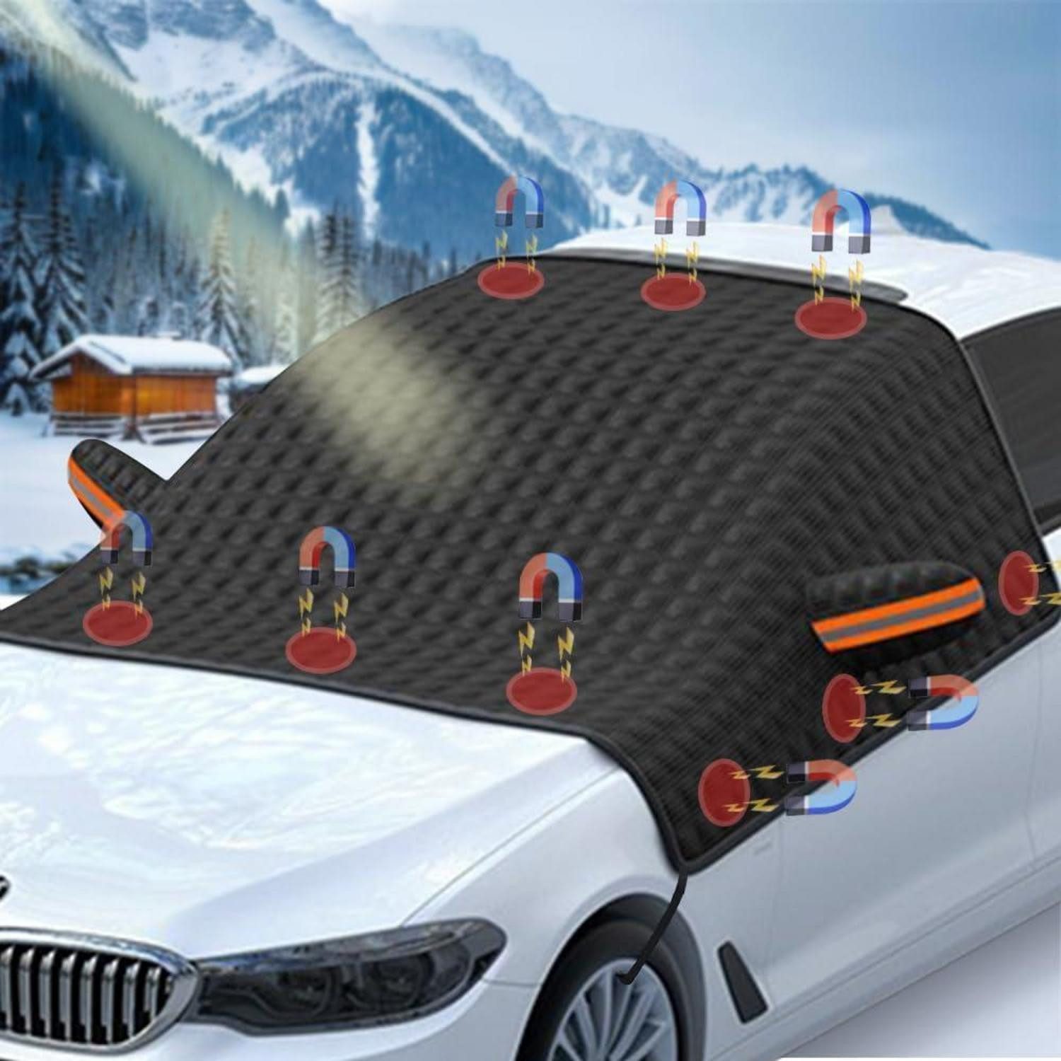 LuxusKollektion Winterschutzhaube Frontscheibenabdeckung Magnet Winter Eis Schnee C
