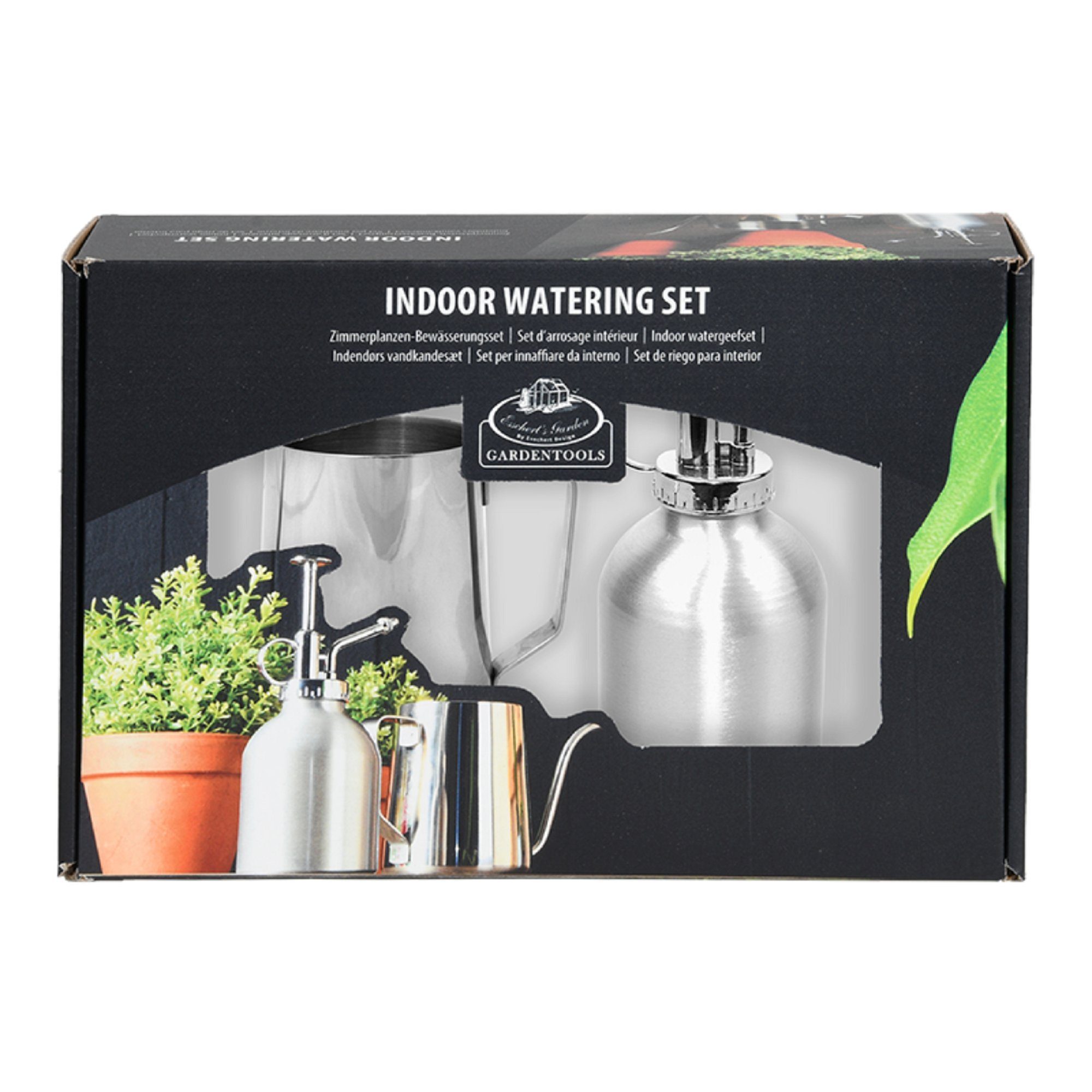 esschert design Zerstäuberflasche Esschert Garten Zimmer Indoor Gießkanne Pflanzen Sprüher 2er Set silber Blumen