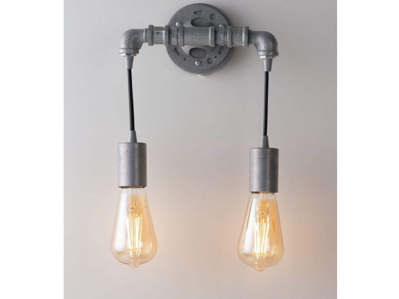 LUCE Design LED Wandleuchte, LED wechselbar, warmweiß, innen, ausgefallene Industrial Rohr Lampe Treppenhaus, Grau B: 27,5cm grau antik