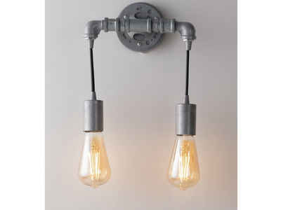 LUCE Design LED Wandleuchte, LED wechselbar, warmweiß, innen, ausgefallene Industrial Rohr Lampe Treppenhaus, Grau B: 27,5cm