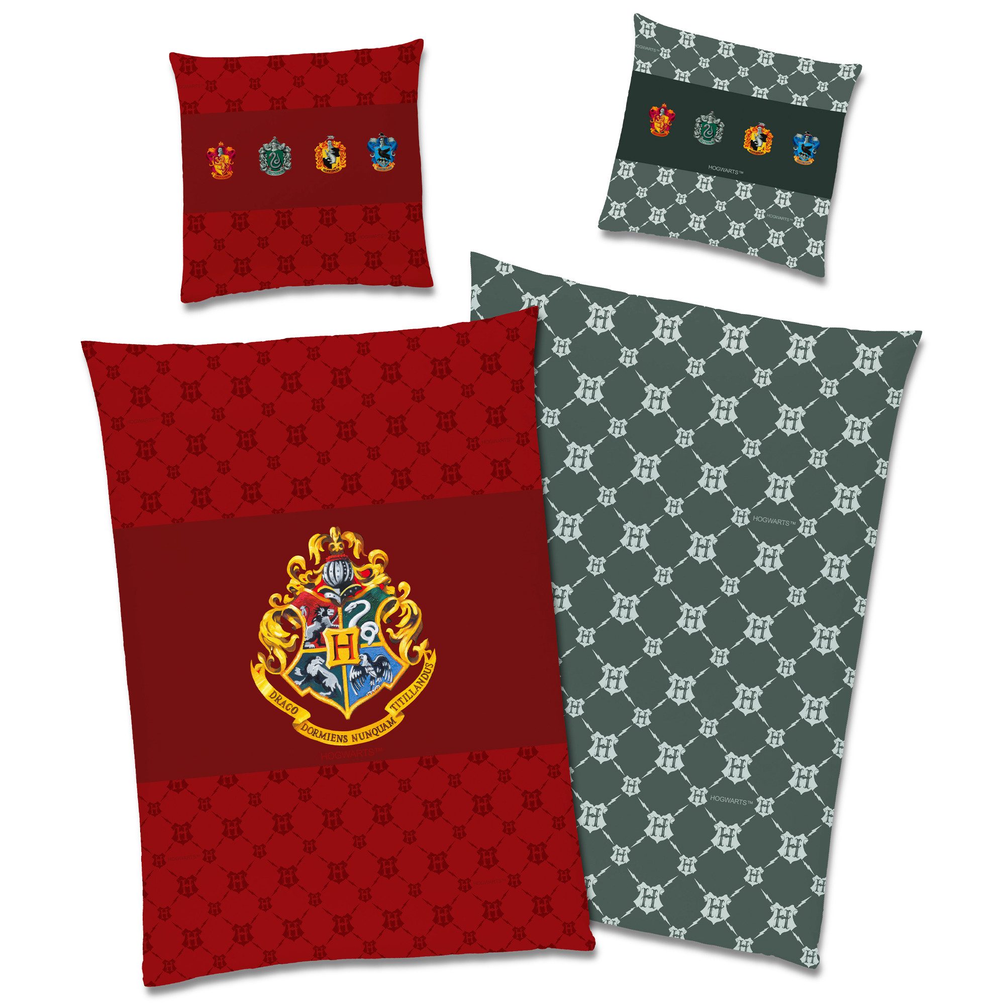 BERONAGE Wendebettwäsche Harry Potter Bettwäsche Zauberschule Rot Linon / R günstig online kaufen