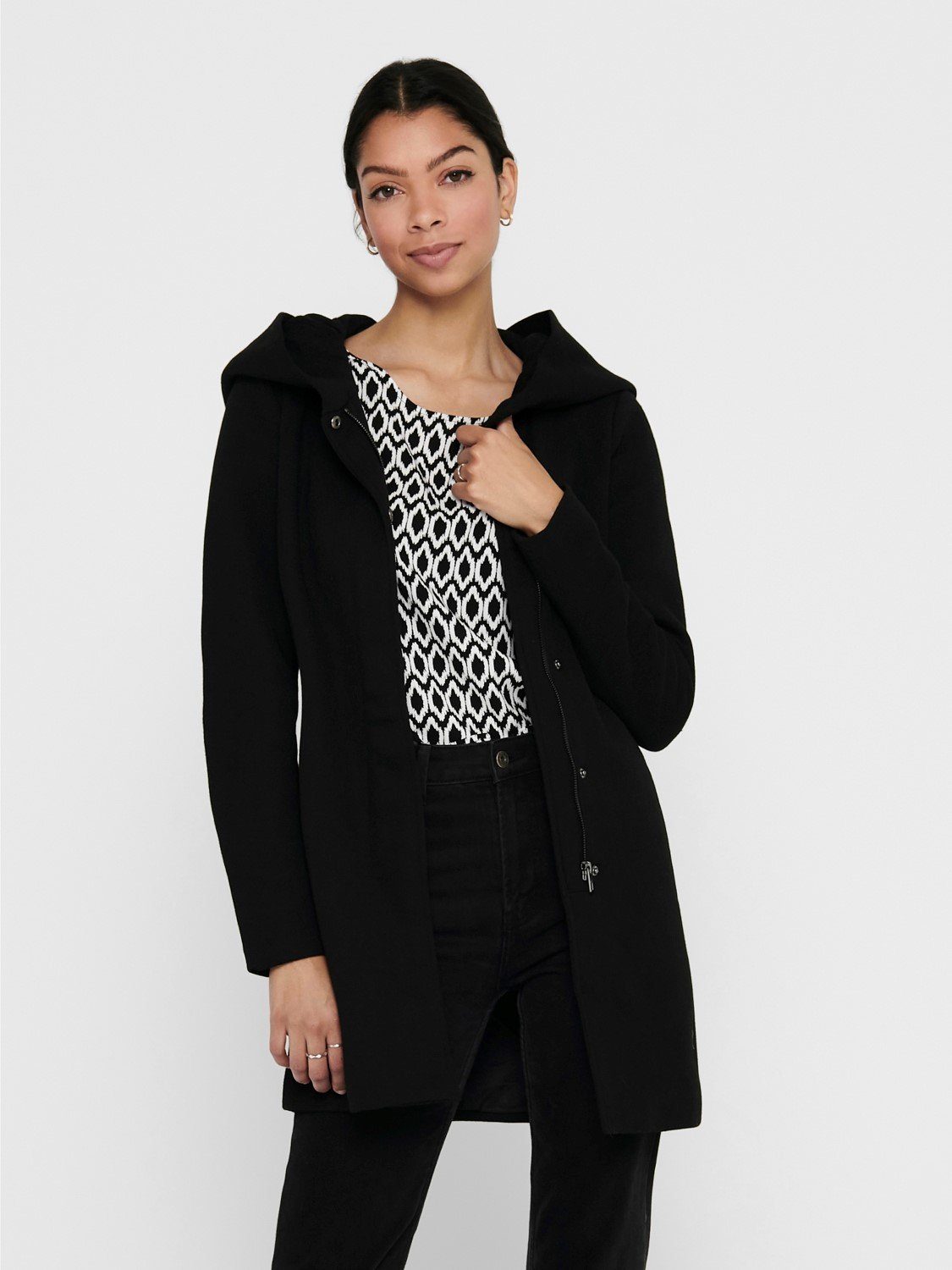 ONLY Kurzmantel ONLY Damen klassischer Mantel OnlSedona Coat Übergangs-Jacke Kapuze