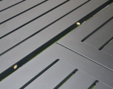 doppler® Gartentisch Detroit 220/280x100 cm silber Aluminium Auziehtisch ausziehbar