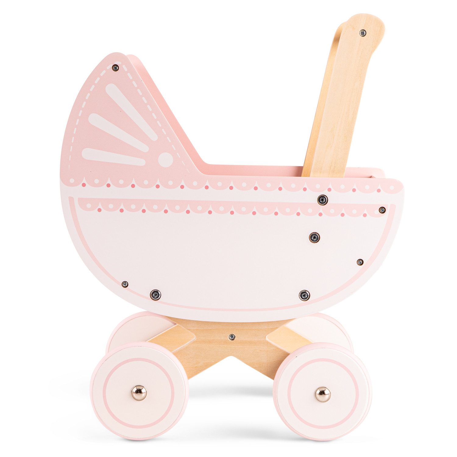 New Classic Toys® Lernspielzeug Puppenwagen für Kinder in Pink Wagen aus Holz für Puppen Holzspielzeug