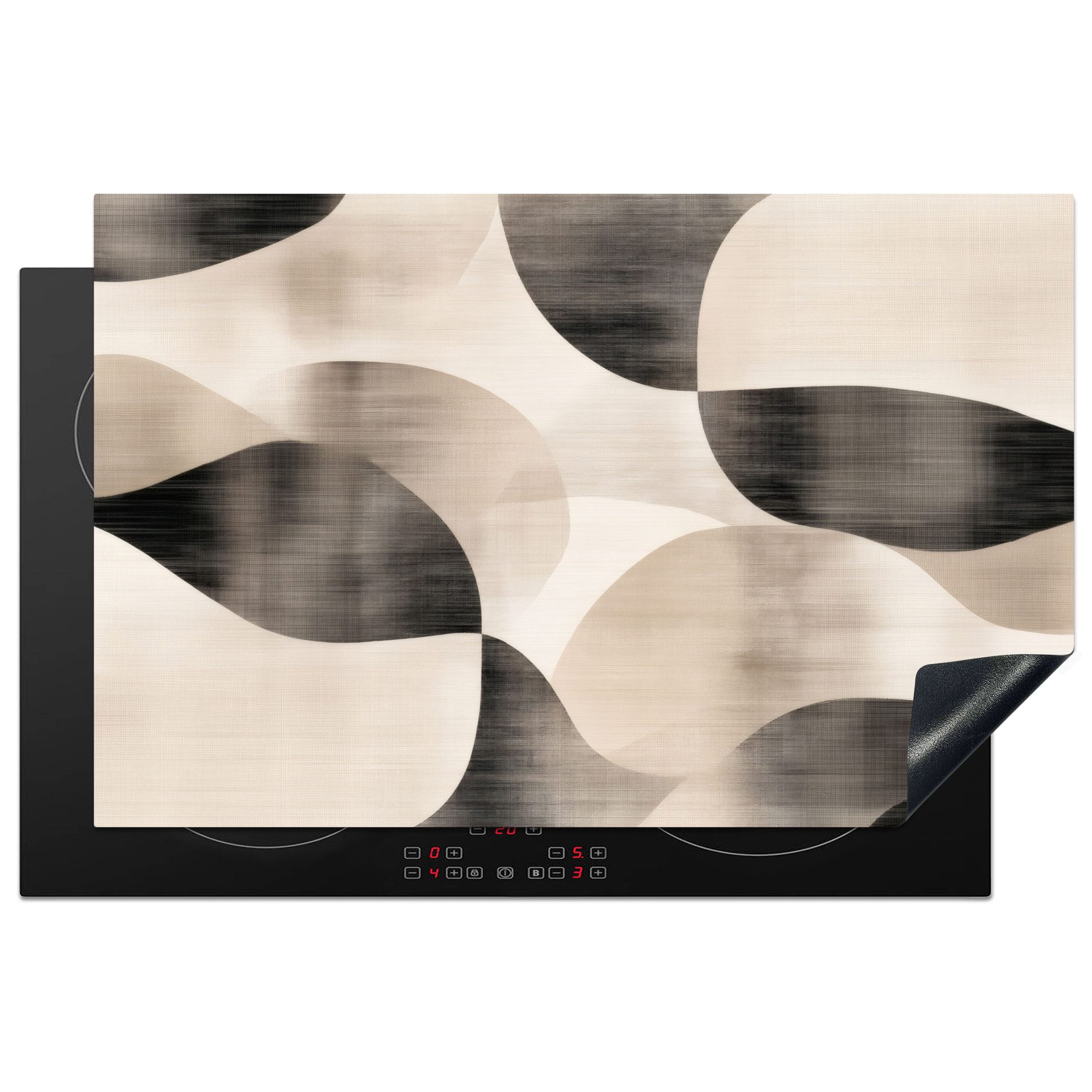 MuchoWow Herd-Abdeckplatte Skurrile Formen - Subtile Übergänge - Dynamisch, Vinyl, (1 tlg), Induktion Schutzmatte, Induktionsherd Abdeckung, 83x52 cm