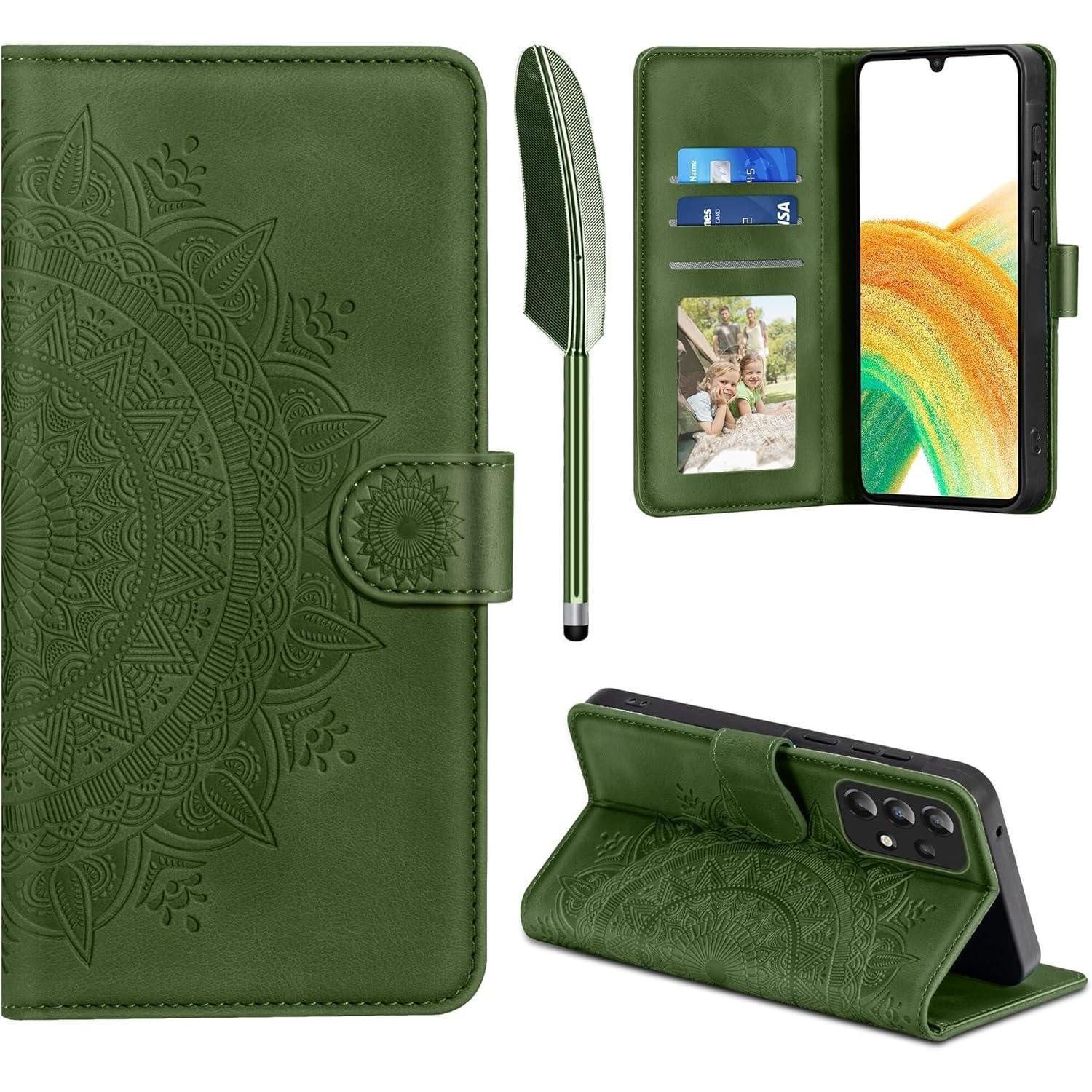 Flip Case Handyhülle Klapphülle PU Leder Kartenfach Samsung Galaxy A33 Grasgrün
