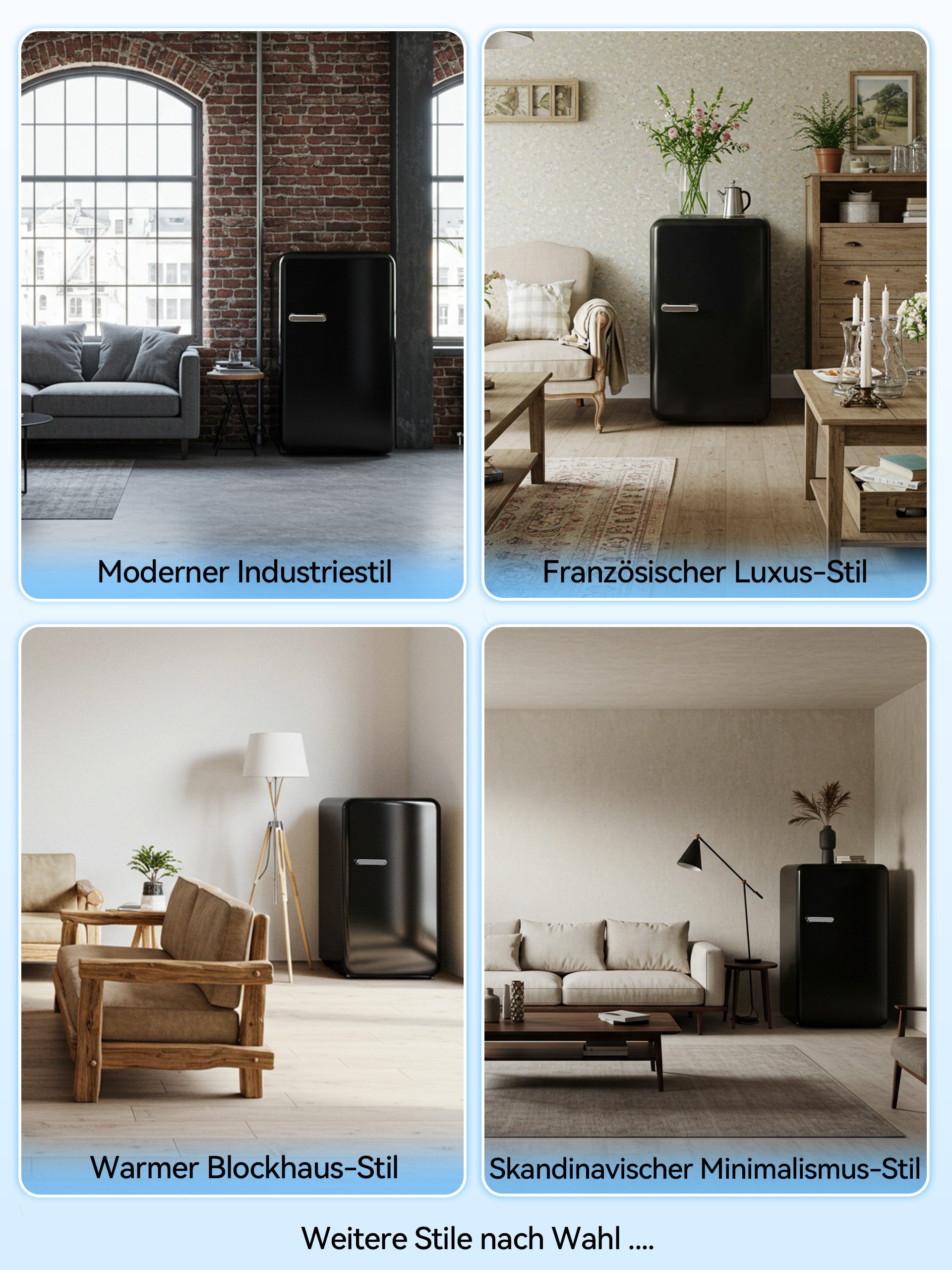 80L Retro-Kühlschrank Mit Gefrierfach – Mono-Tür, Einstellbarer Thermostat, Für Wohnheim & Büro, Schwarz