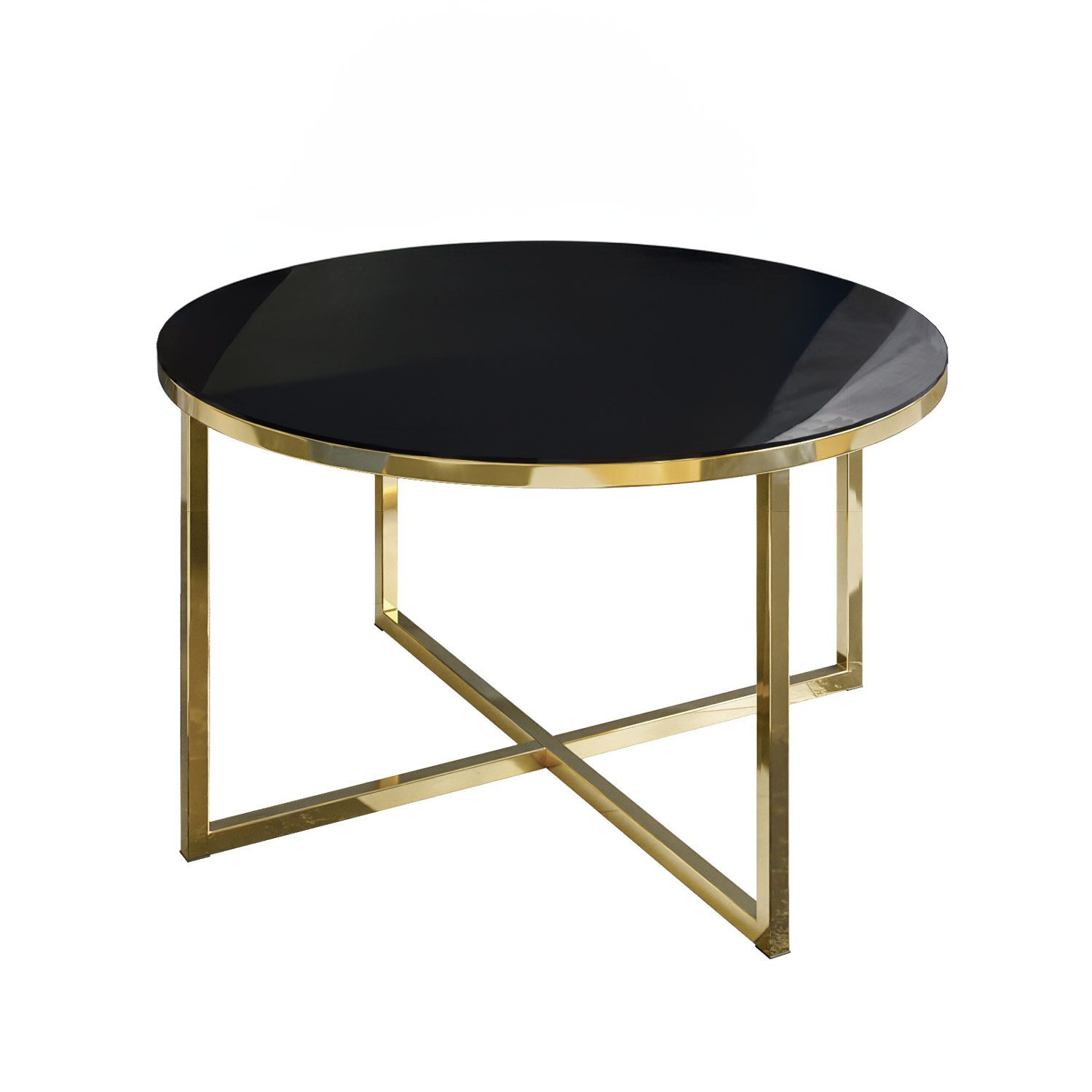 Lookway Couchtisch CIRI-X GLASS Runder Tisch mit goldenem Chromgestell (1 T günstig online kaufen