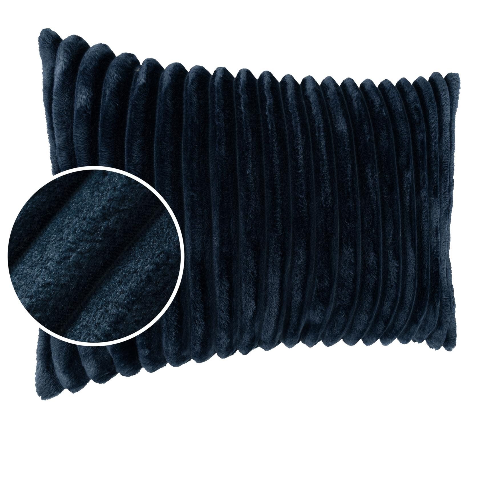 Kisska Dekokissen LILLI BIG CORD Velour Ambiente dekorieren, Kissenüberzug ohne Füllung BIG-Cord UNI 50x30cm Einfarbig Jeansblau