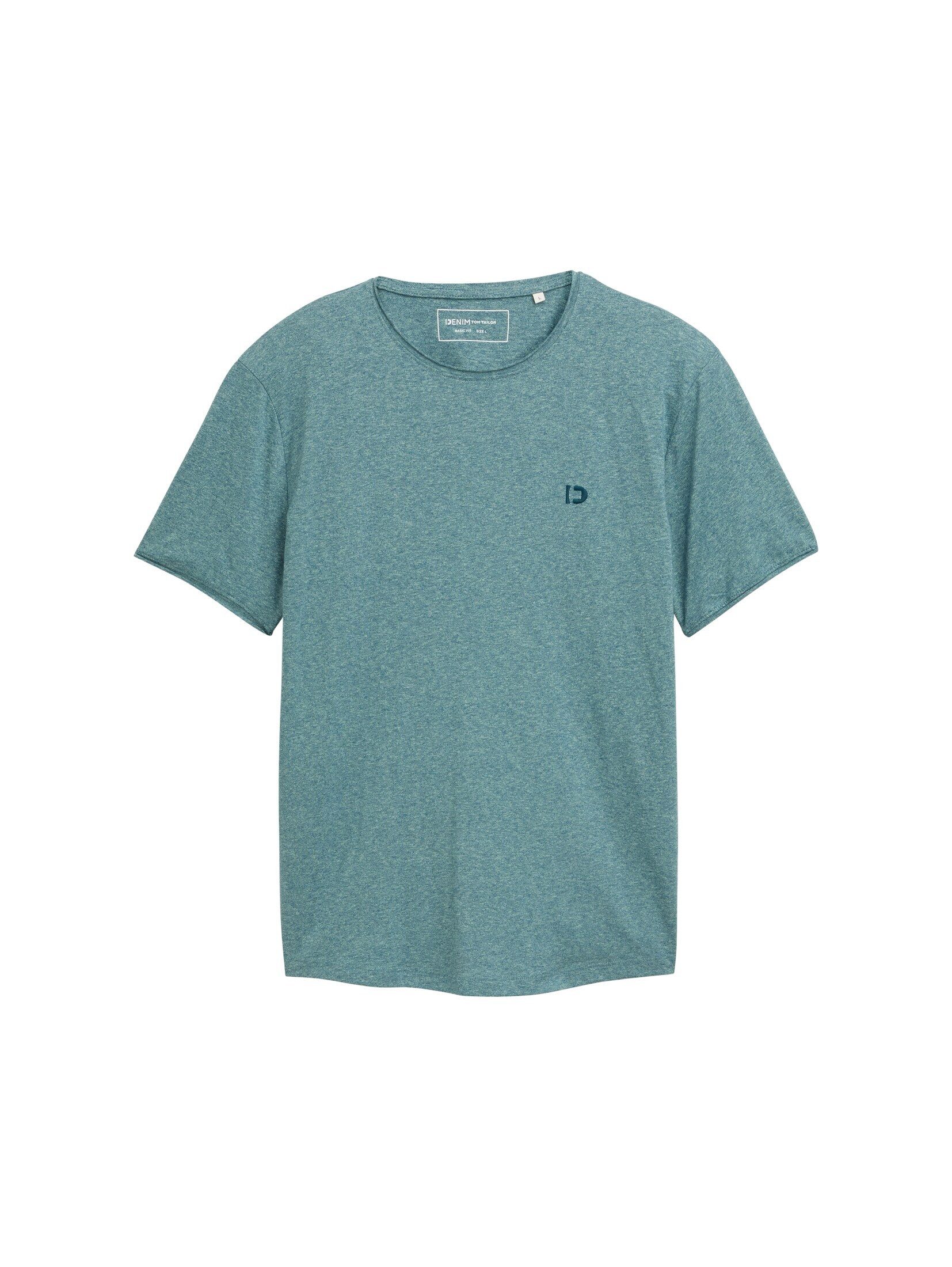 TOM TAILOR Denim T-Shirt T-Shirt (im Einserpack) T-Shirt in Melange Optik