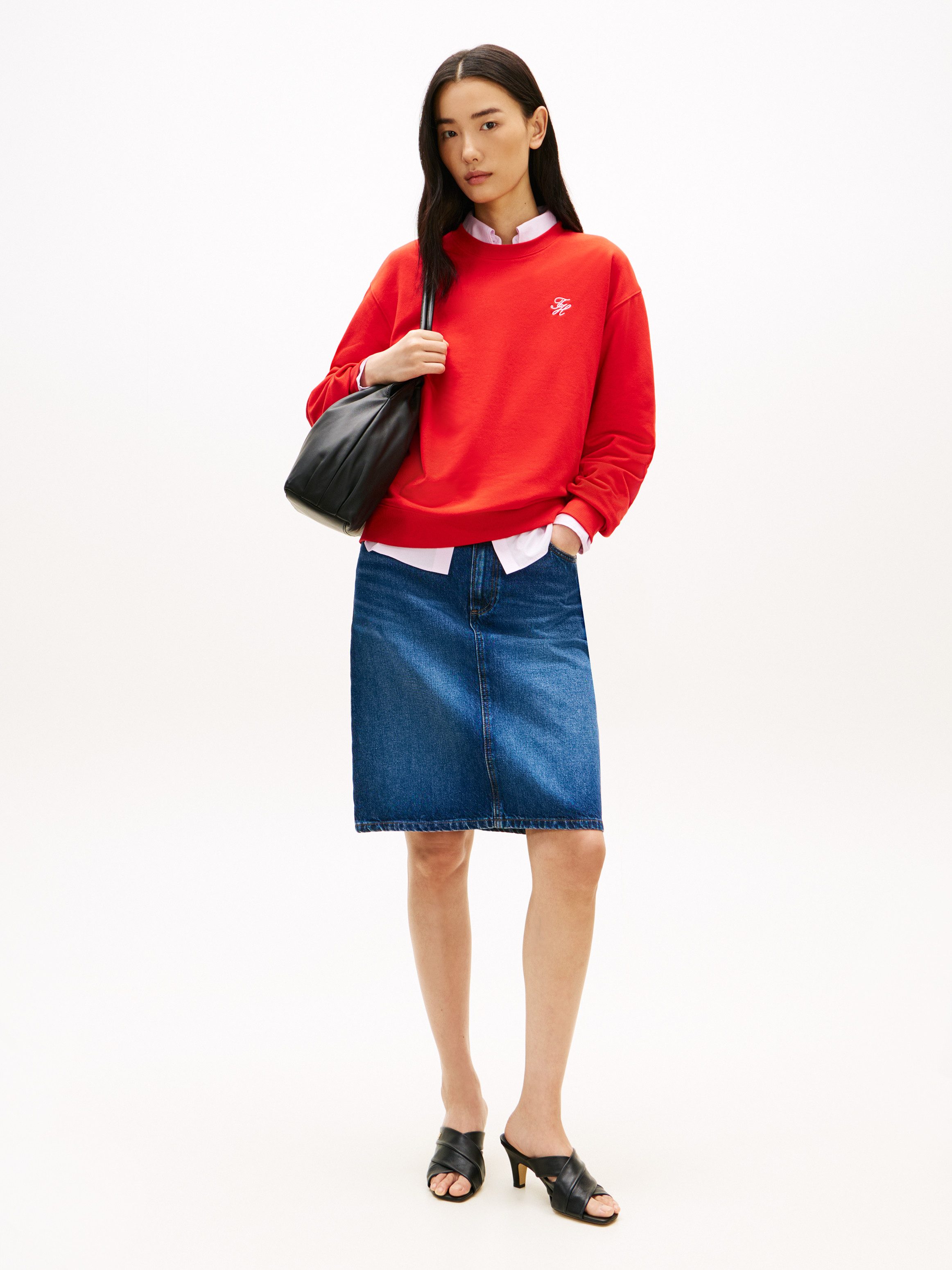 Tommy Hilfiger Sweatshirt TH SCRIPT REG SWEATSHIRT mit kleinem Logo-Stick