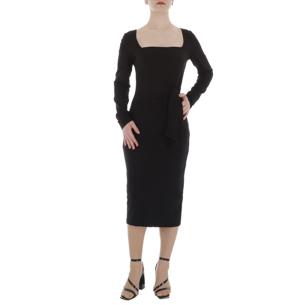 Ital-Design Wickelkleid Damen Elegant Pencil (86365206) Drapiert Stretch Maxikleid in Schwarz