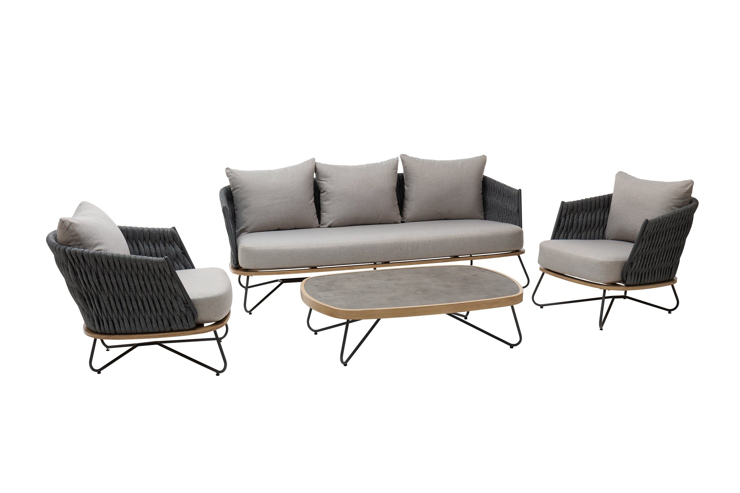 Dehner Gartenlounge-Set Gartenlounge Monte Carlo inkl. Polster, 4-teilig, Stylische Lounge mit stabilem und witterungsbeständigem Alu-Gestell