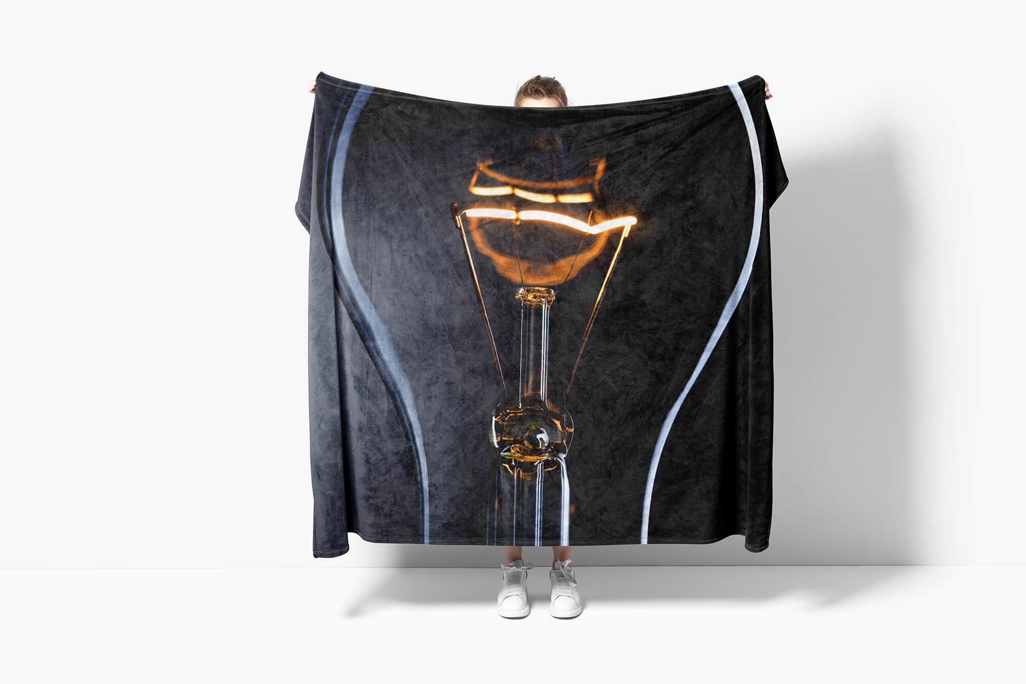 Elektriz, (1-St), Kuscheldecke Fotomotiv Sinus Handtuch Saunatuch Handtücher Handtuch Baumwolle-Polyester-Mix mit Glühbirne Strandhandtuch Art