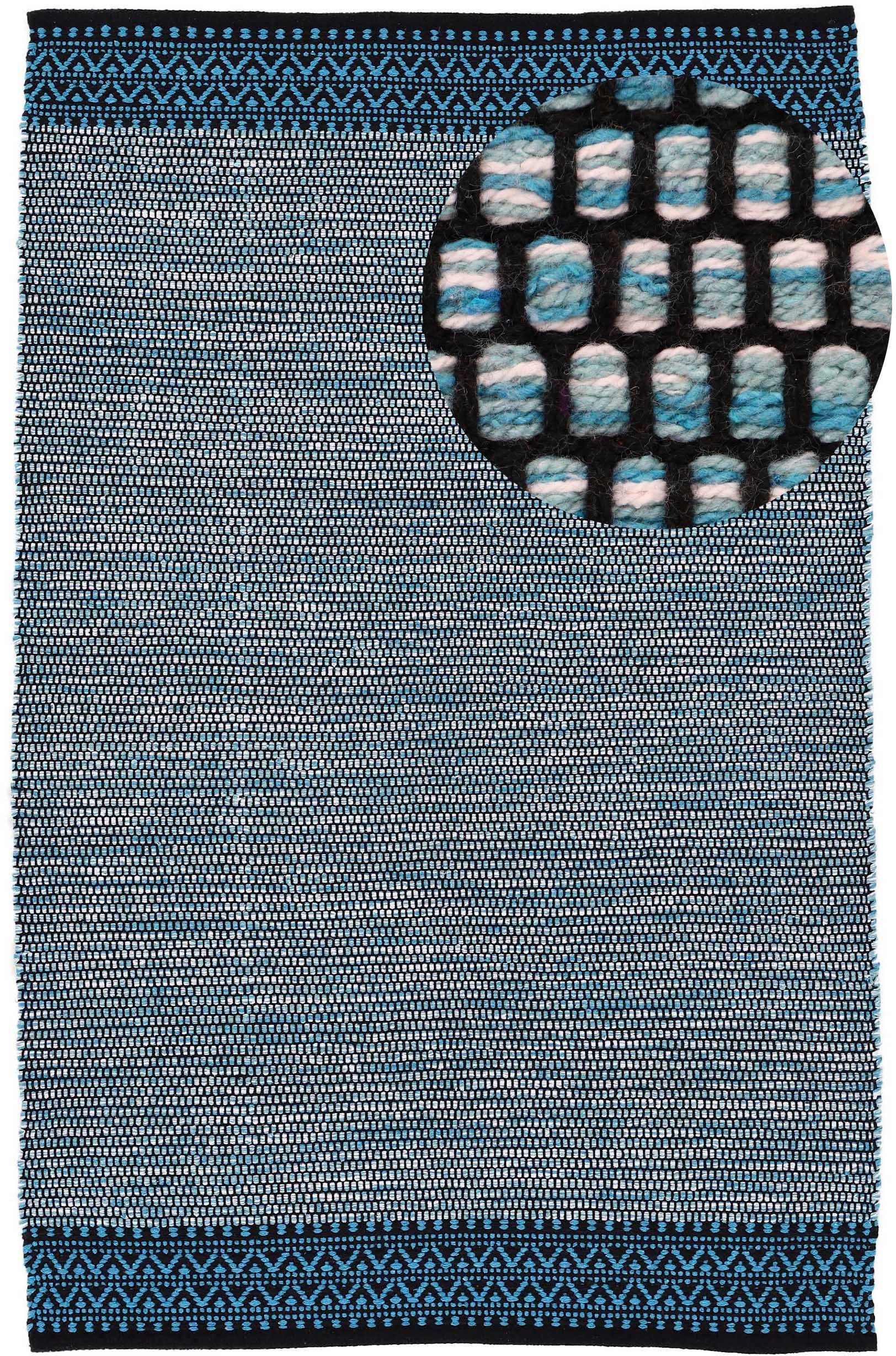 carpetfine Teppich Kelim Mia, auch als Läufer erhältlich, rechteckig, Höhe: 6 mm, handgewebt, Baumwolle, Wendeteppich, Fleckerl, Bordüre, Wohnzimmer