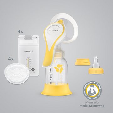 MEDELA Handmilchpumpe Handmilchpumpe Harmony Essentials Pack Set PersonalFit Flex Brusthaube, für zuhause und unterwegs