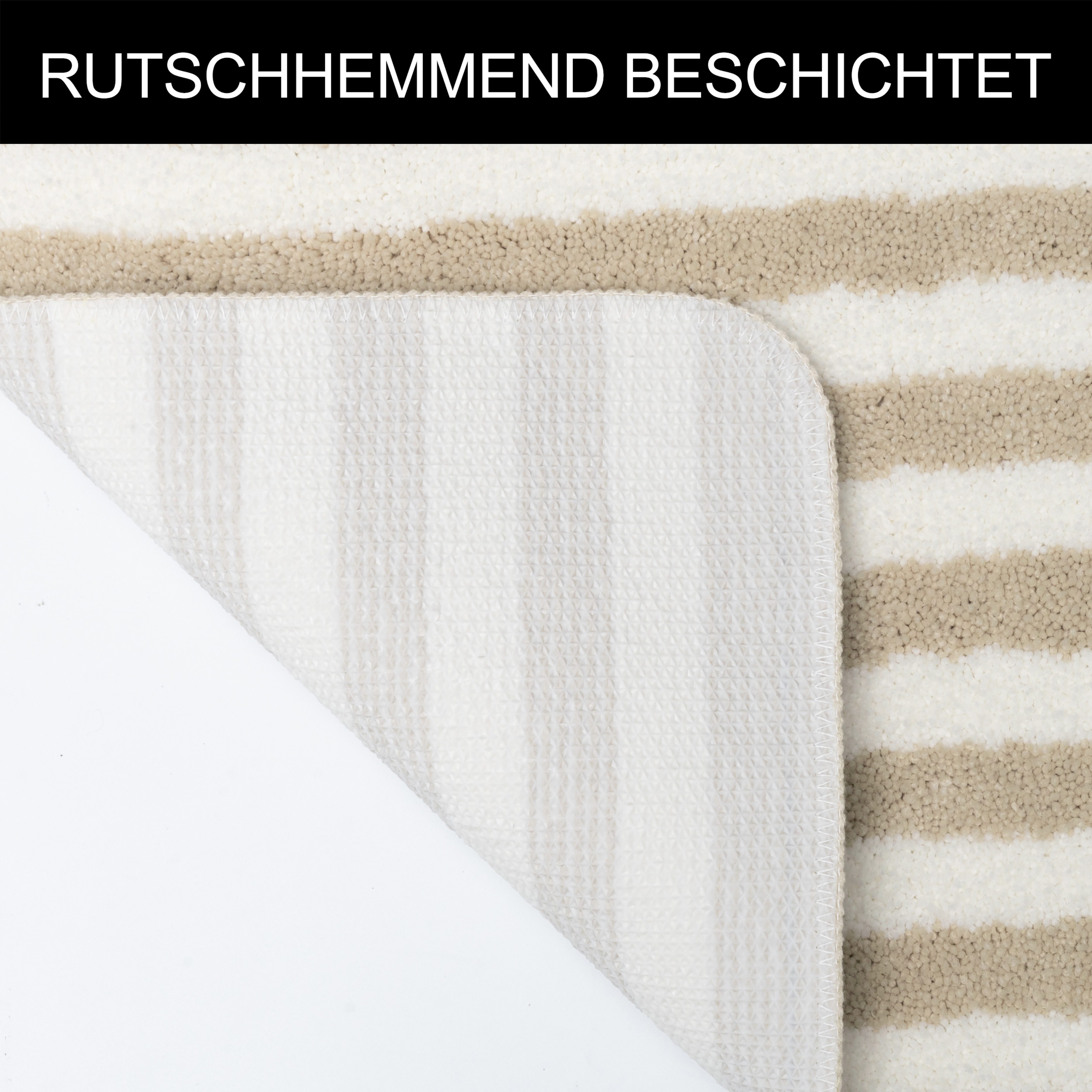 OTTO home Badematte Streifen, Jannika, Badvorleger, Badezimmer Teppich, Höhe 12 mm, rutschhemmend beschichtet, schnell trocknend, fußbodenheizungsgeeignet, Poly – Bild 4 von 5