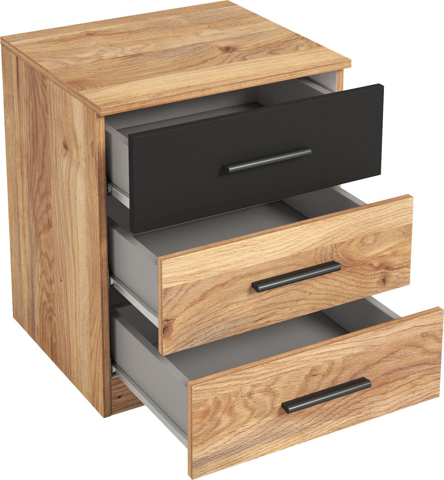 Home affaire Nachtkonsole Faweza,Breite 46 cm, Nachtschrank mit 3 Schubladen, Nachttisch, Nachtkommode viel Stauraum